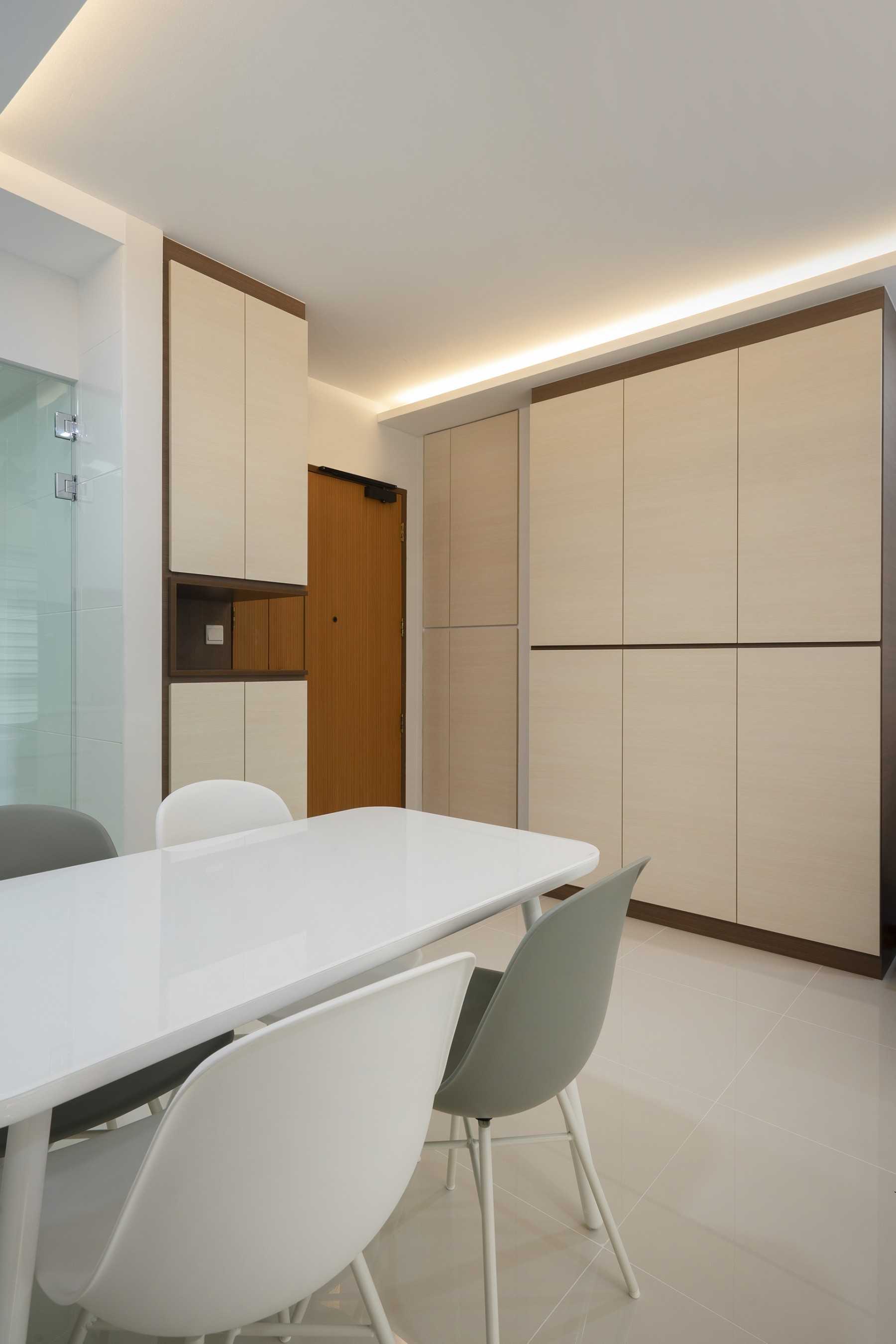 Contemporary Living Room with Homogeneous Tiles and Cove Lighting