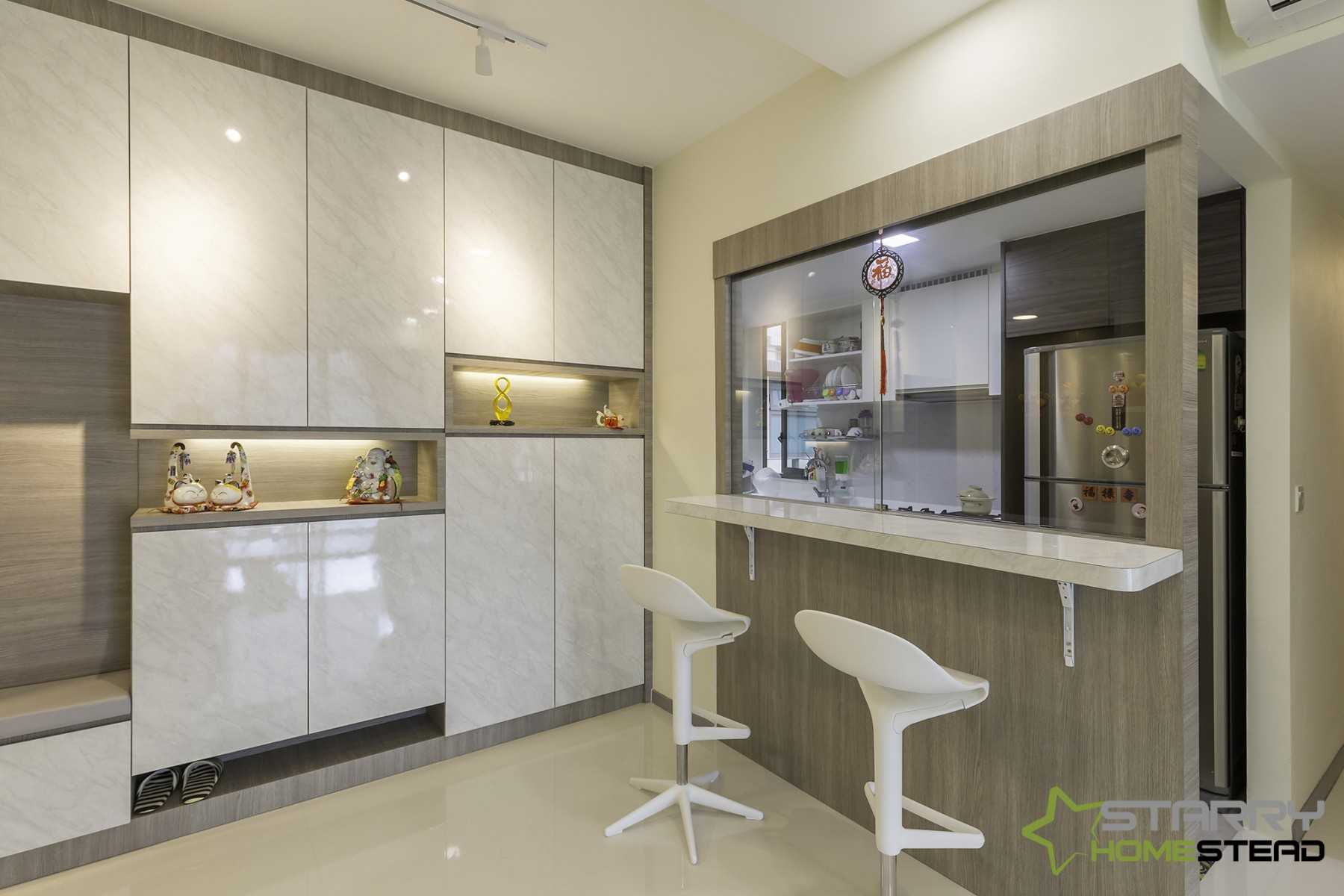 Modern Living Room with Bar Counter and Storage Cabinets