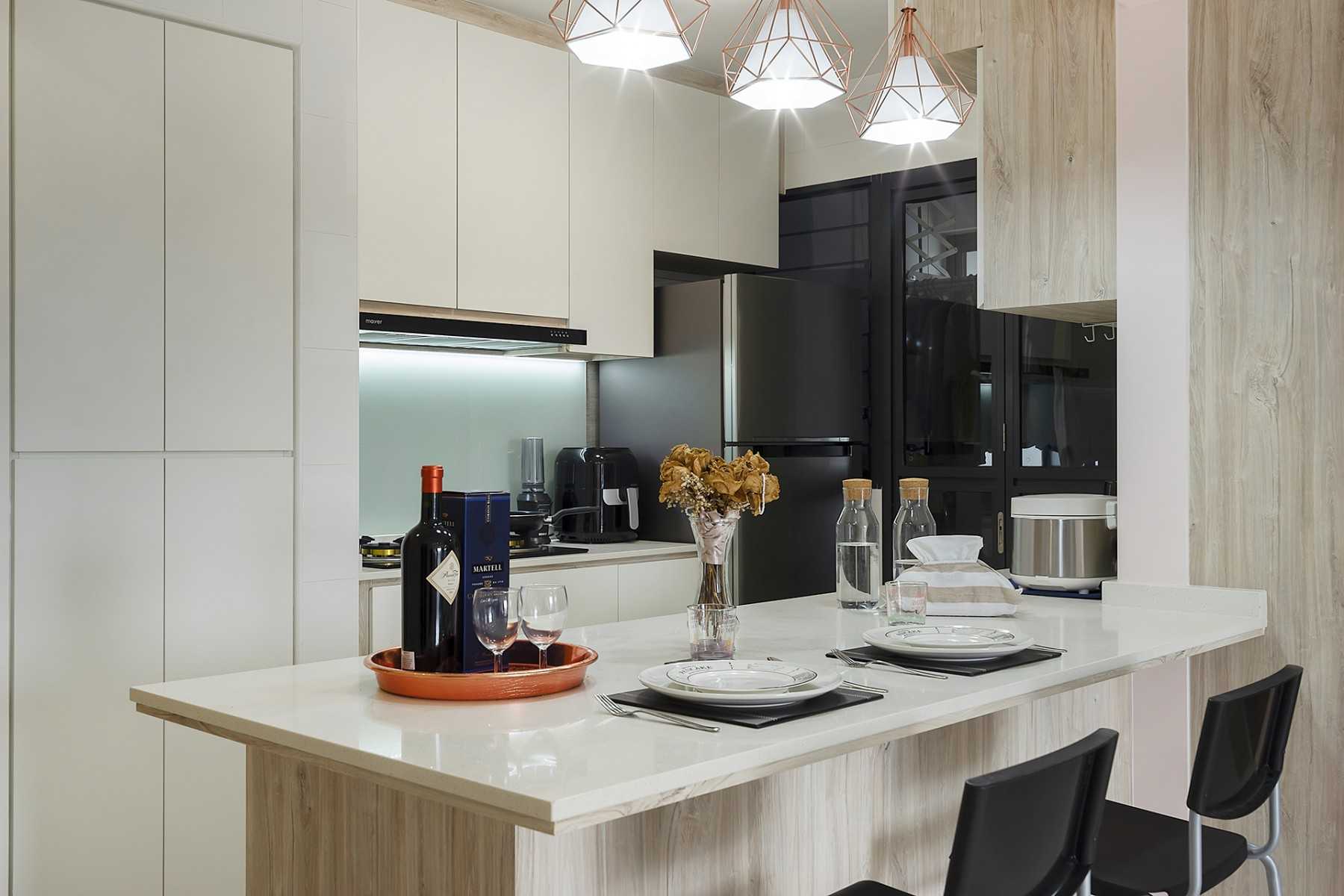 Scandinavian Kitchen with Countertop and Kitchen Island