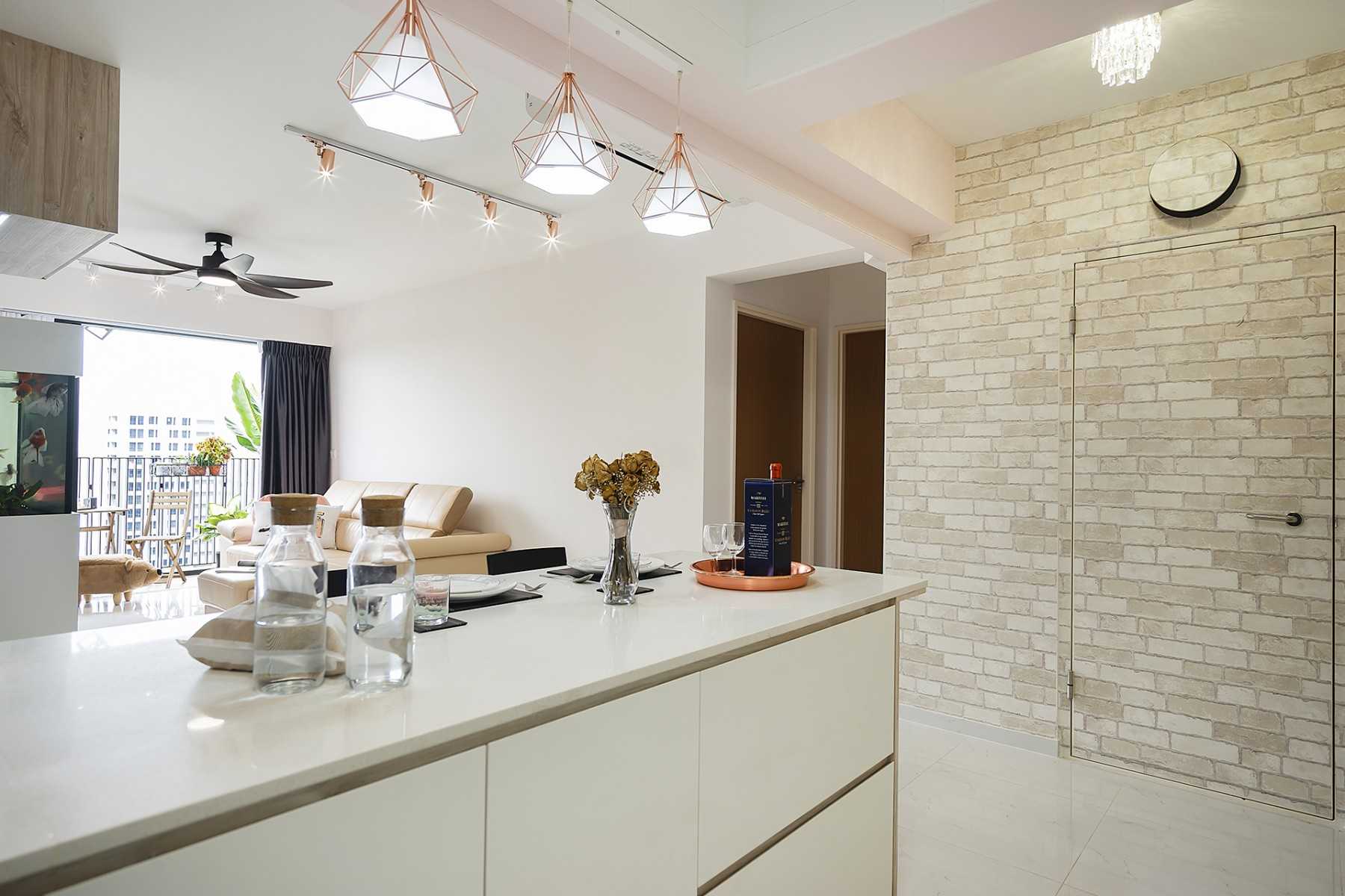 Scandinavian Kitchen with Countertop and Kitchen Island
