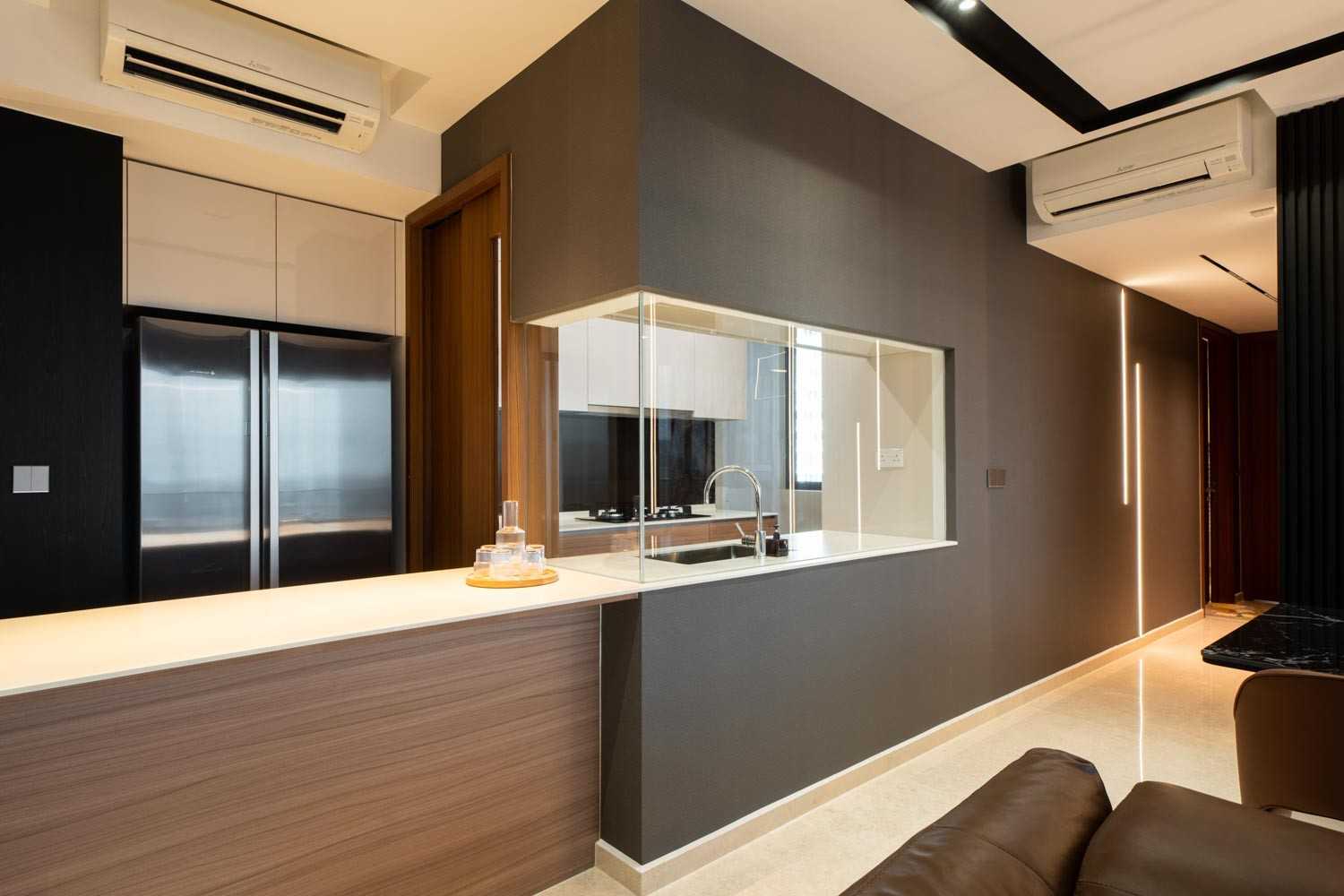 Contemporary Kitchen with Countertop and Kitchen Window