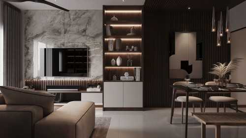 Contemporary Living Room at Tampines @ treasure 3
