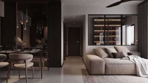 Contemporary Living Room at Tampines @ treasure 3