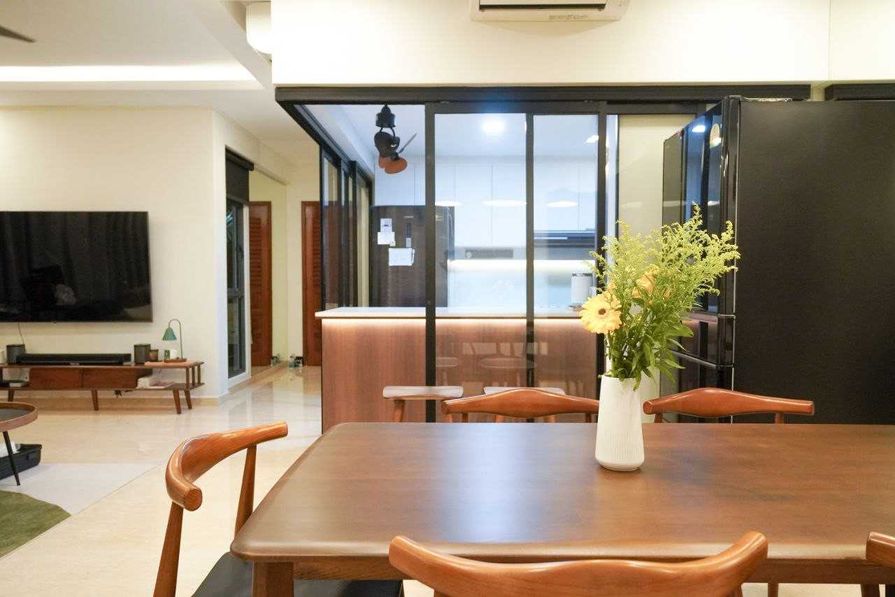 Scandinavian Dining Room with Cove Lighting and Downlights