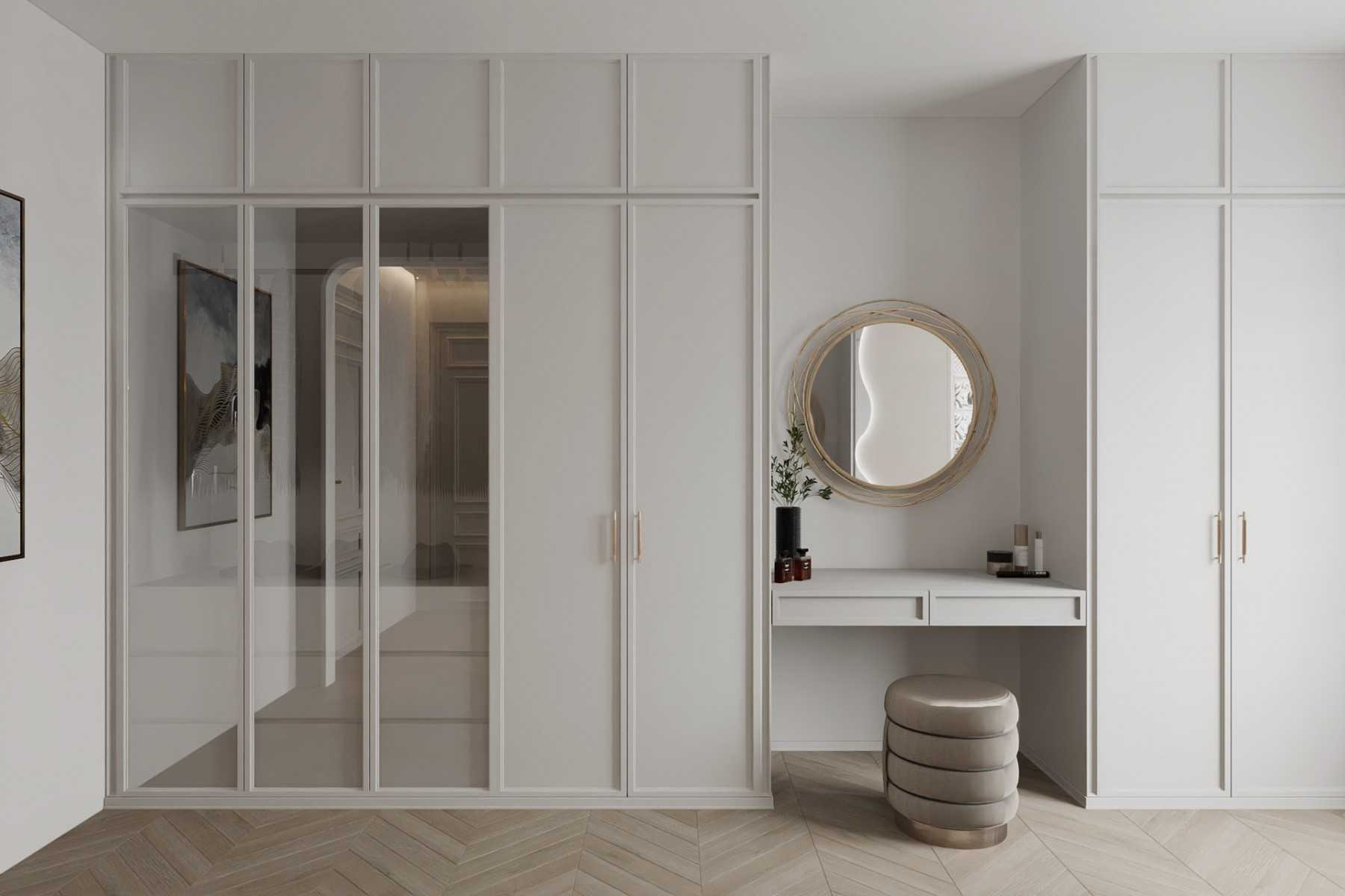 Modern Walk-in Wardrobe with Mirror and Wardrobe