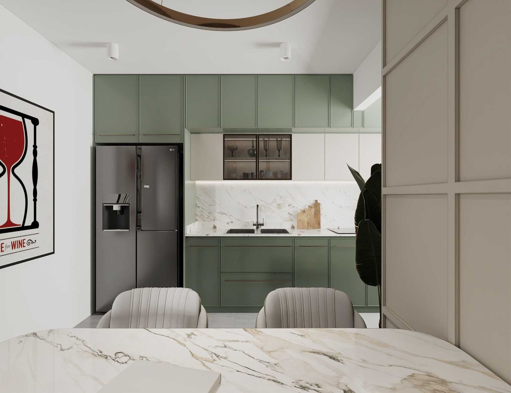 Modern Kitchen with Countertop and Open Kitchen