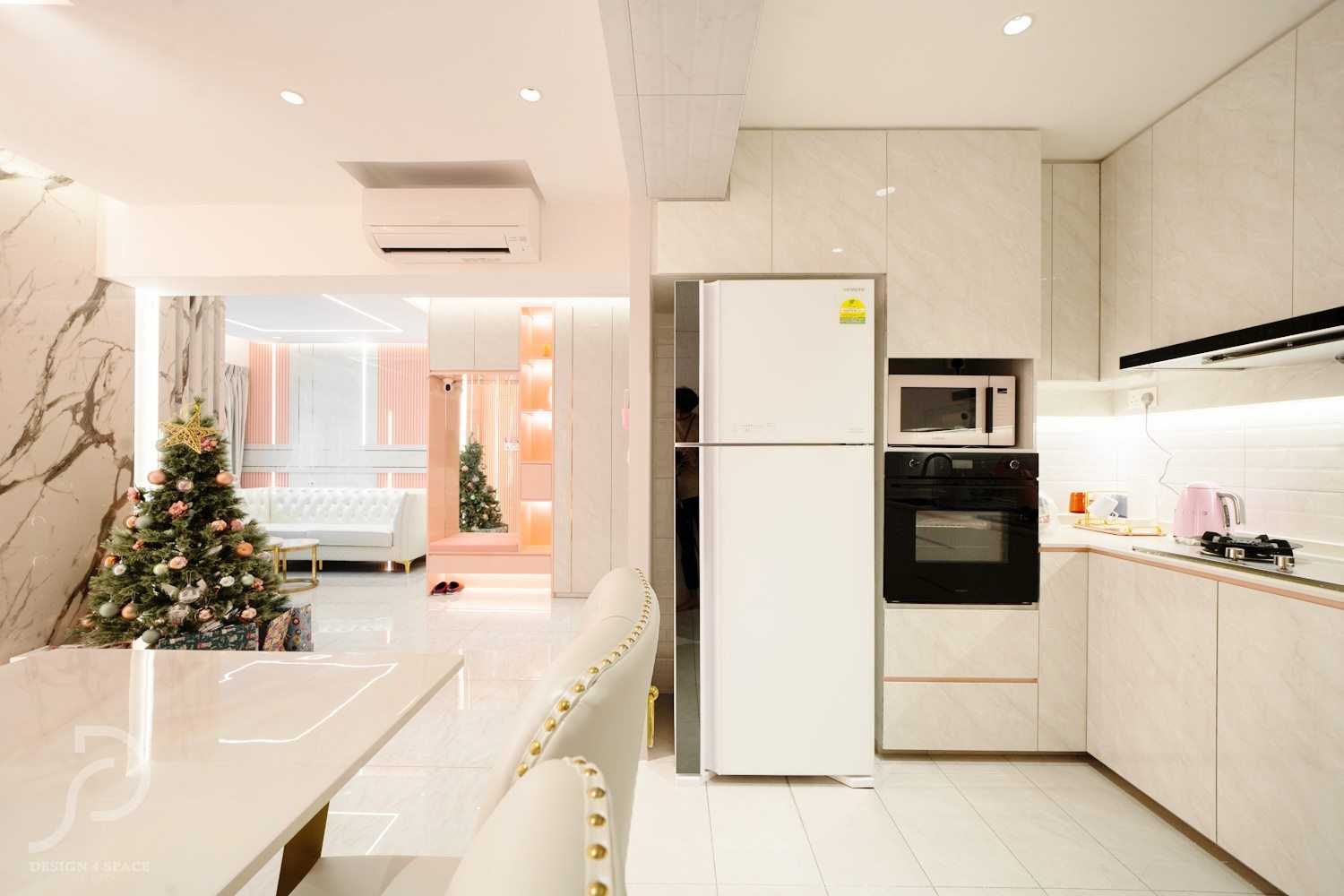 Modern Kitchen with Homogeneous Tiles and Kitchen Accessories