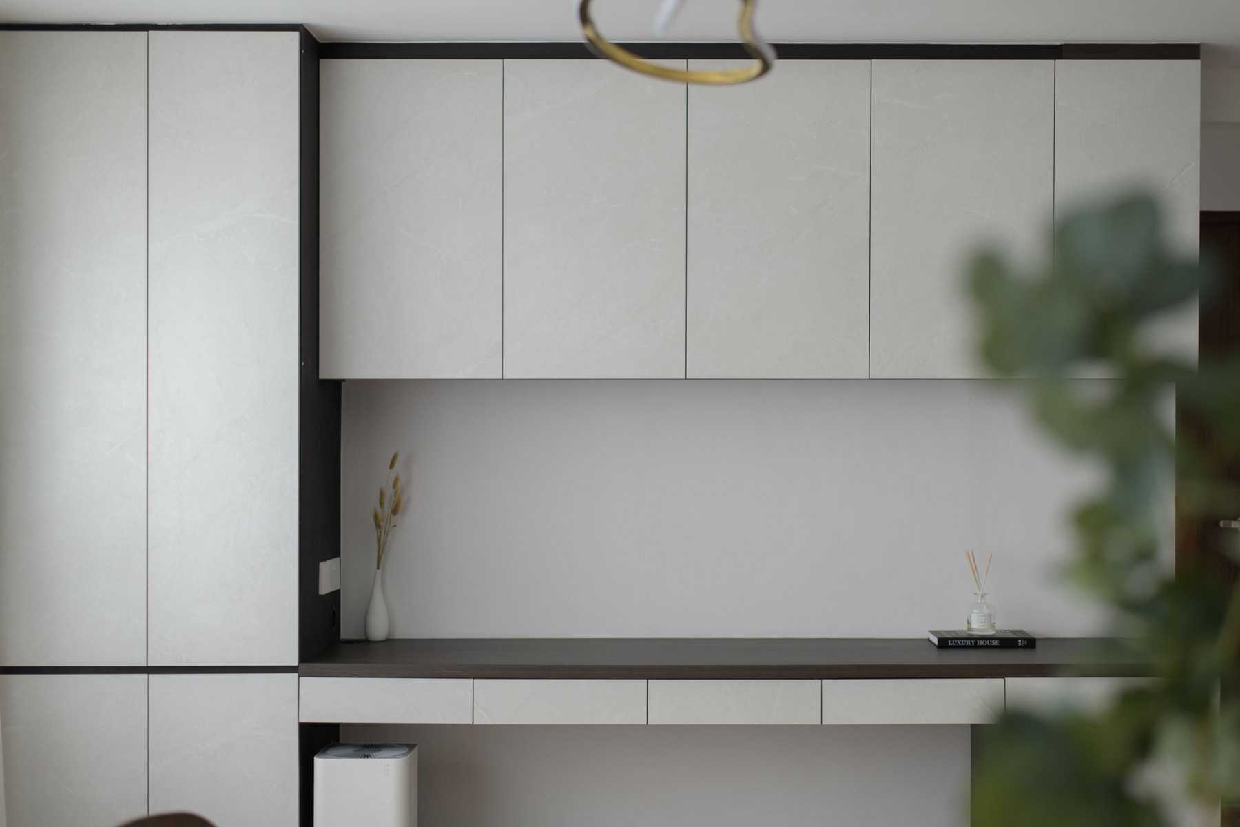 Minimalist Living Room with Storage Cabinets and Display Cabinets