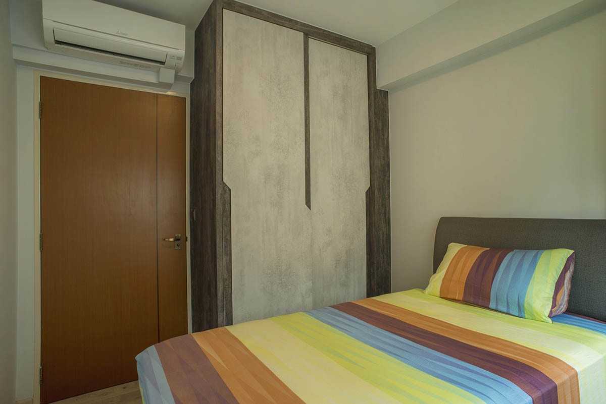 Contemporary Bedroom with Vinyl Flooring and Ceiling Light