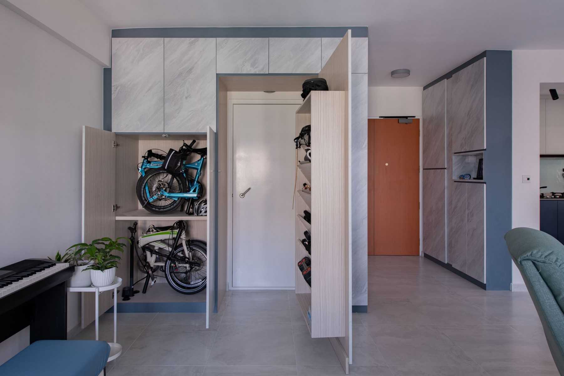 Contemporary Living Room with Storage Cabinets and Display Cabinets