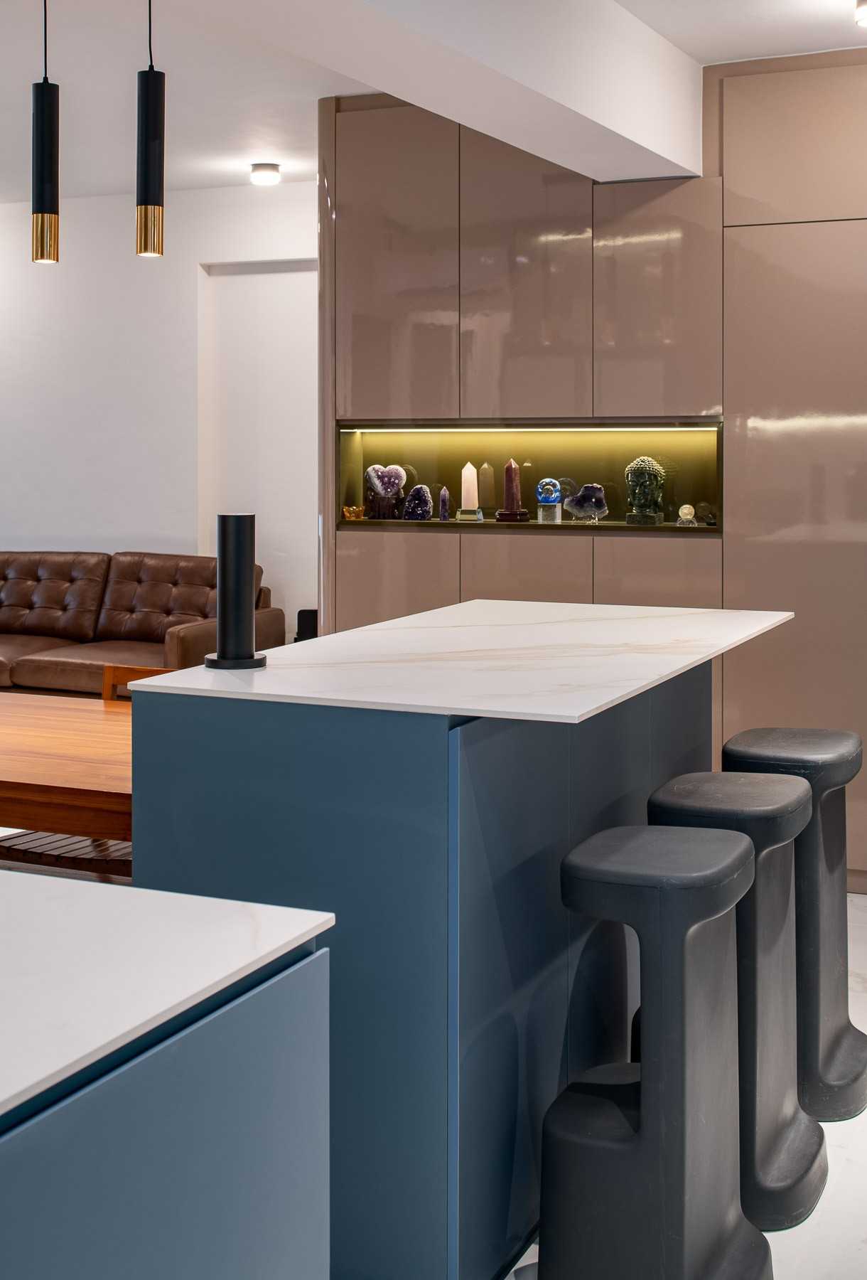 Scandinavian Kitchen with Countertop and Homogeneous Tiles
