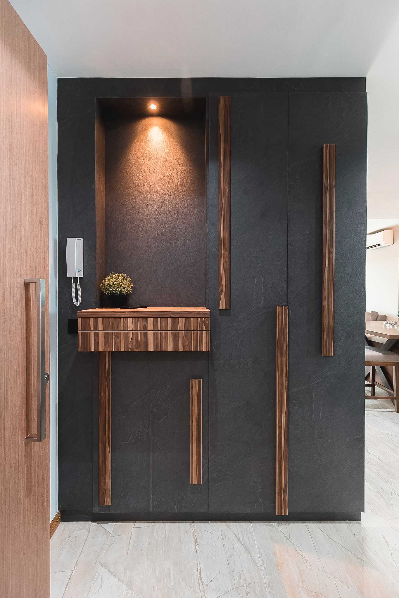 Contemporary Entryway with Lighting and Doors
