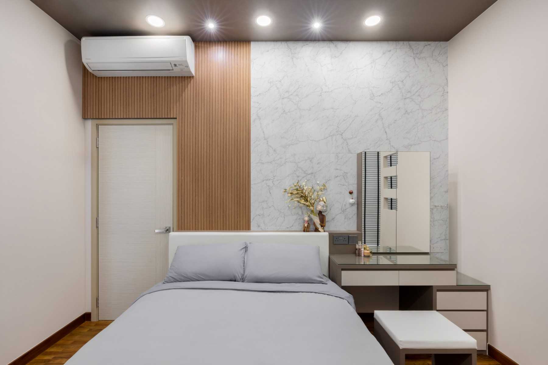 Modern Bedroom with Downlights and Bedroom Dresser
