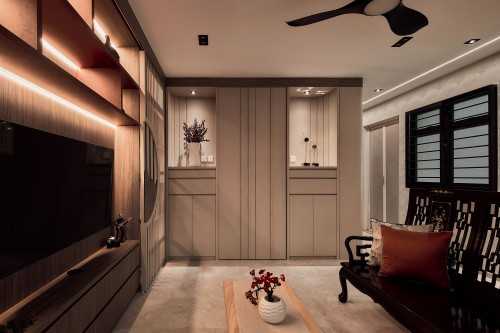 Transitional Living Room at 182 Bedok North Road