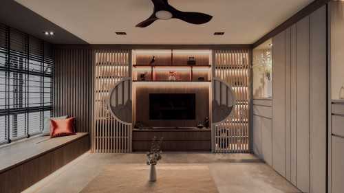 Transitional Living Room at 182 Bedok North Road