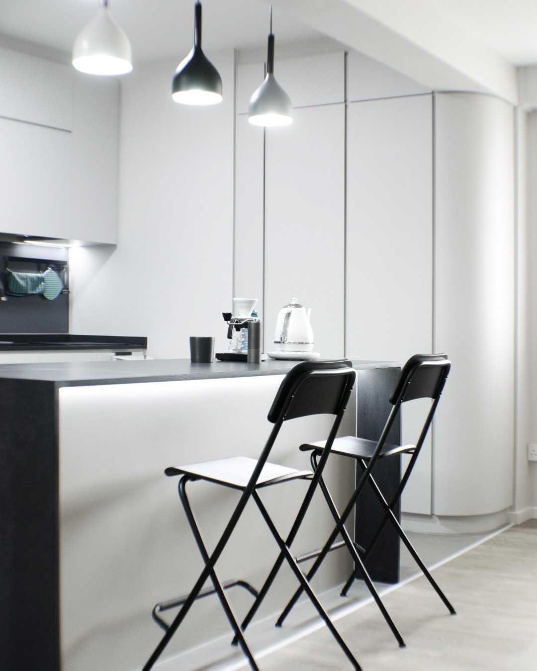 Minimalist Kitchen with Countertop and Kitchen Island