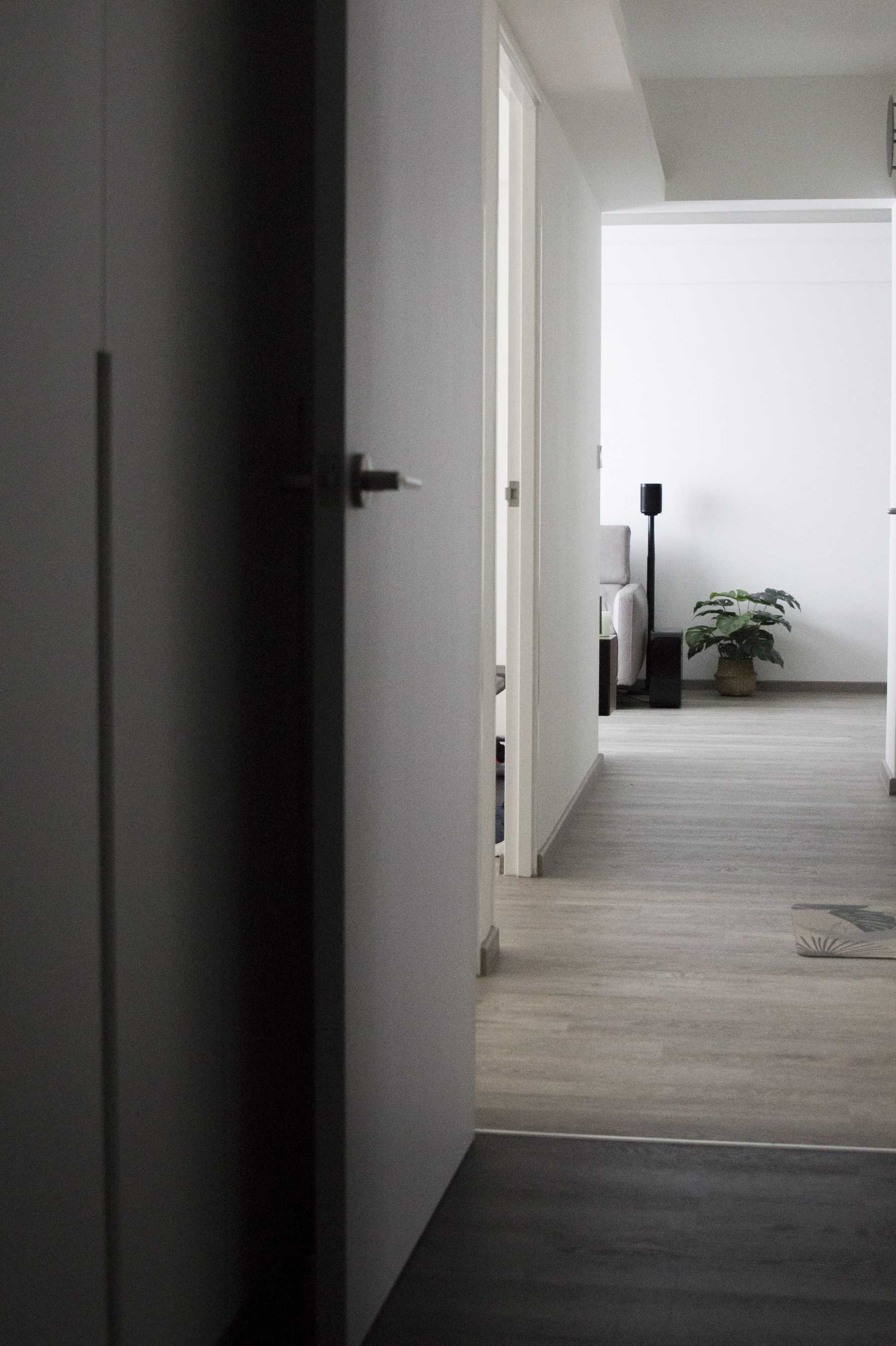 Scandinavian Bedroom with Vinyl Flooring and Wardrobe