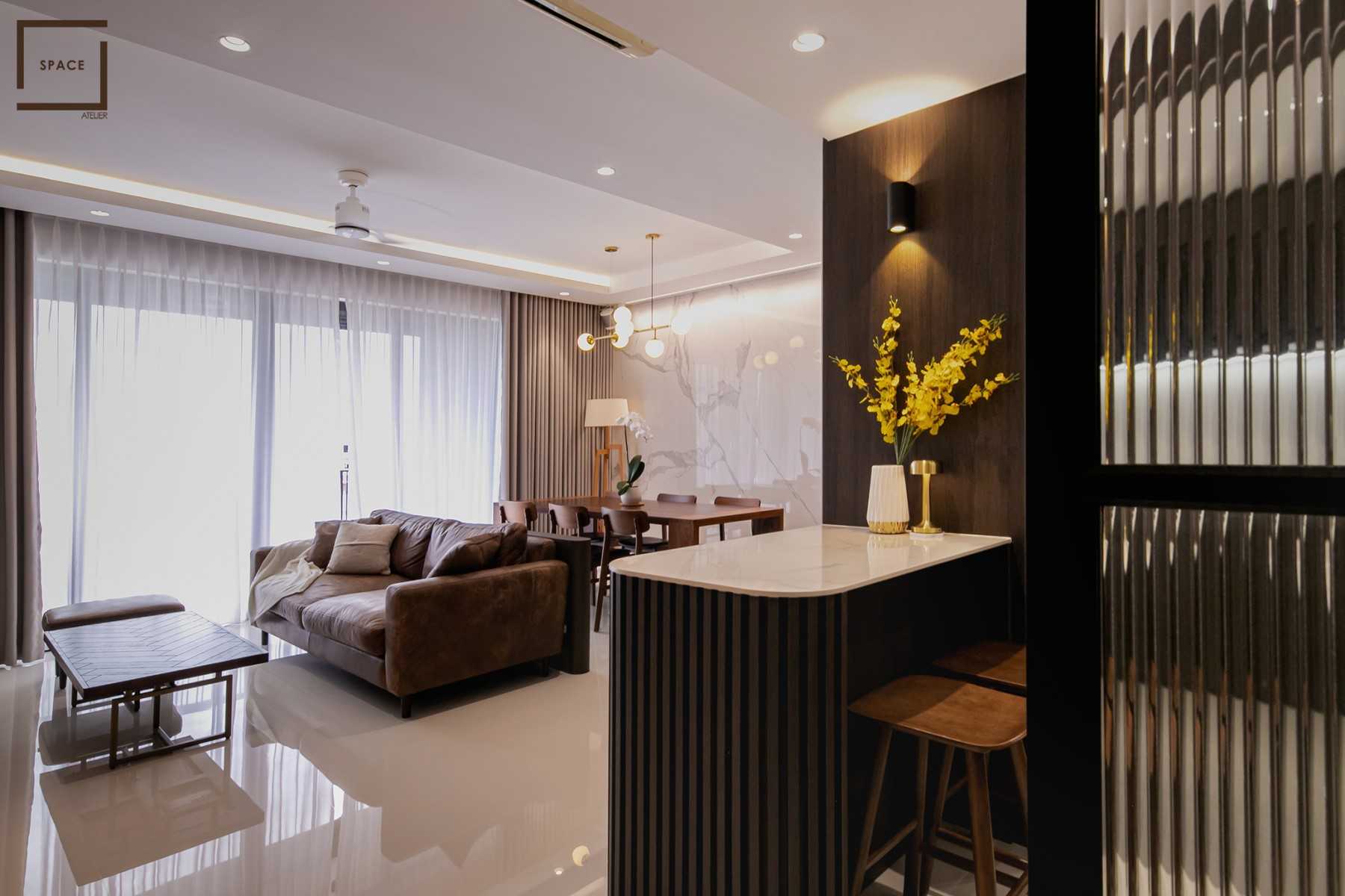 Contemporary Living Room with TV Console and Feature Wall