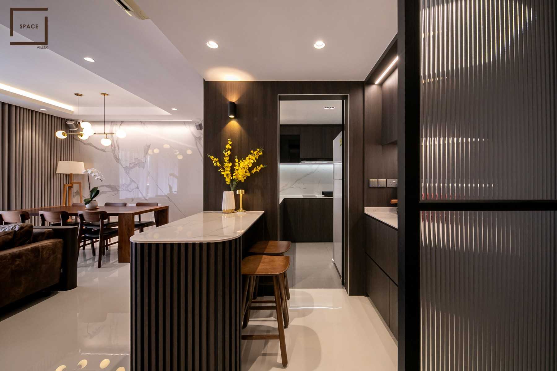 Contemporary Living Room with Feature Wall and Ceiling Light