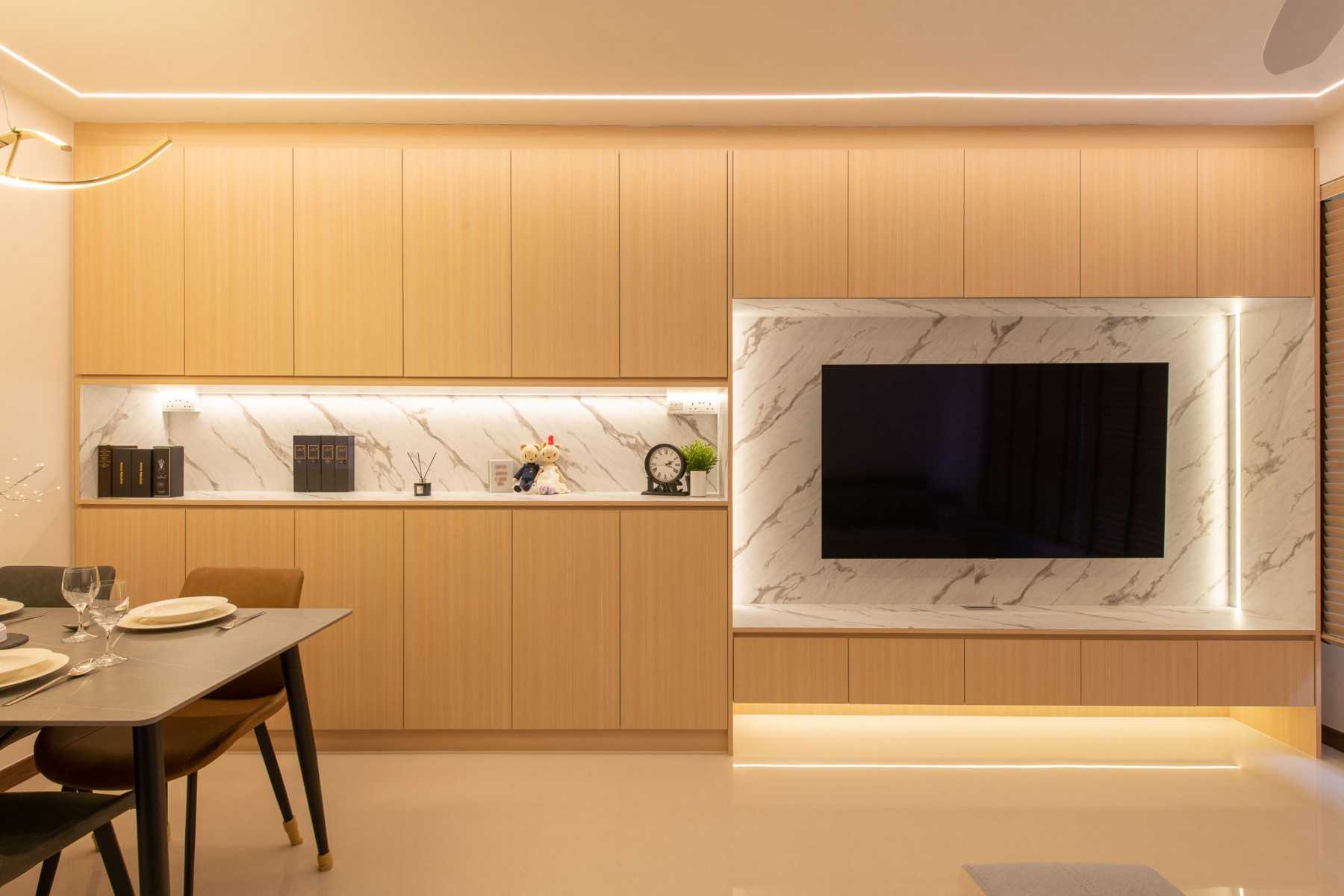 Modern Living Room with TV Console and Feature Wall