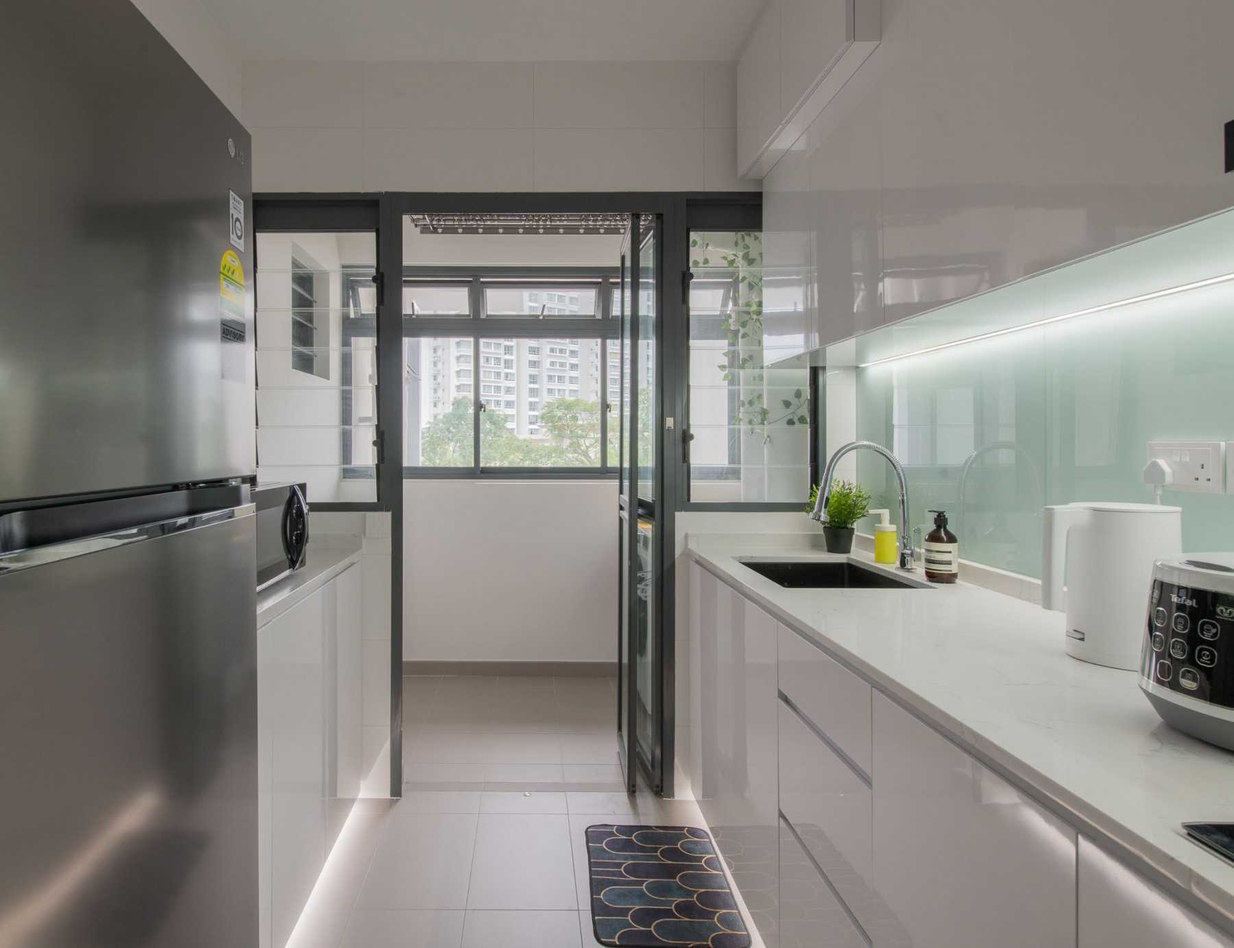 Scandinavian Kitchen with Countertop and Kitchen Window