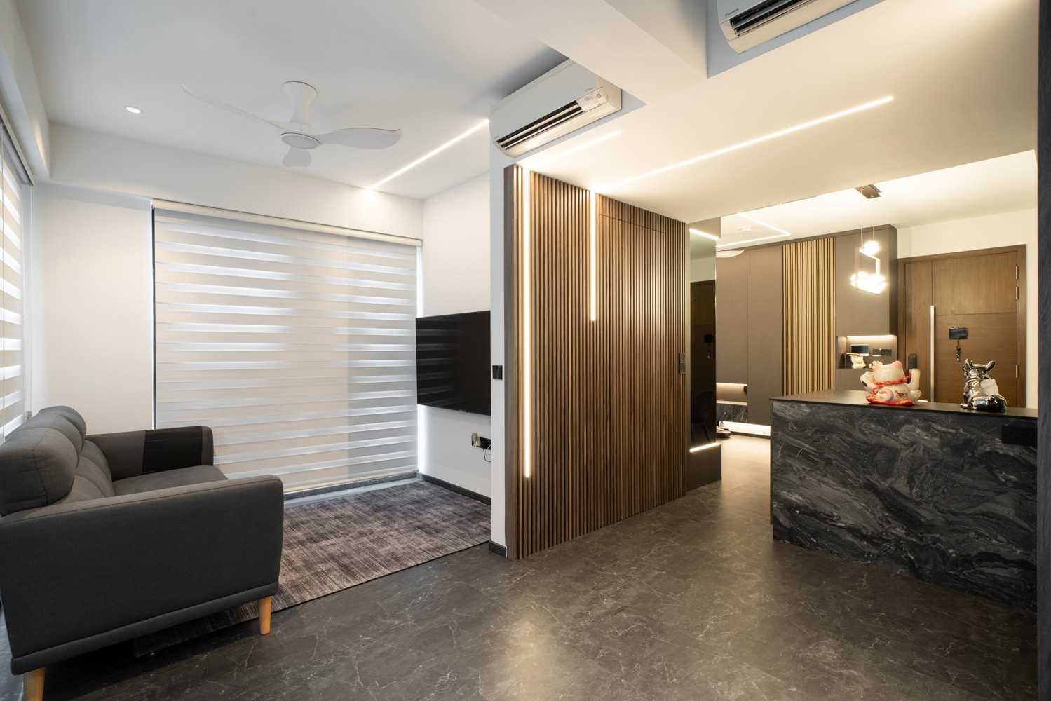 Modern Living Room with Vinyl Flooring and Homogeneous Tiles