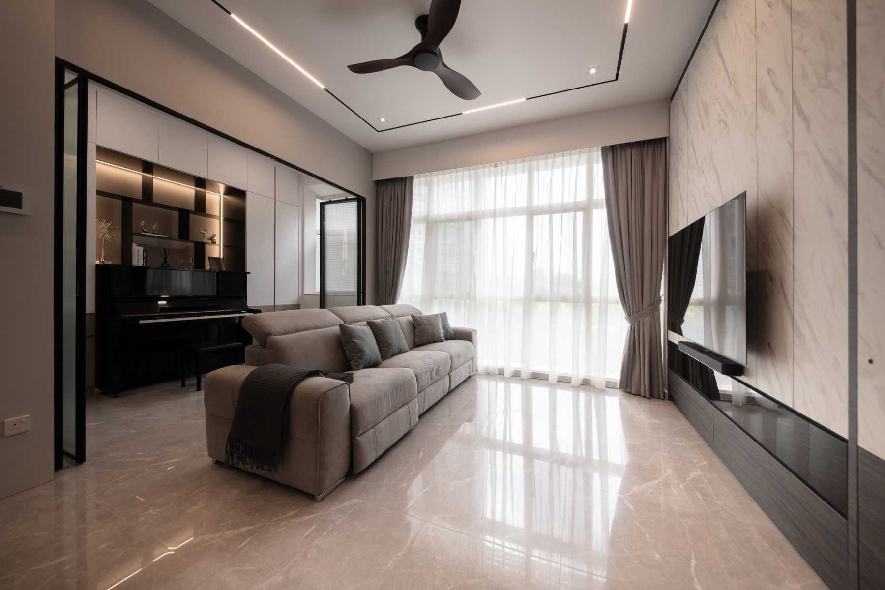 Modern Living Room with Feature Wall and Cove Lighting