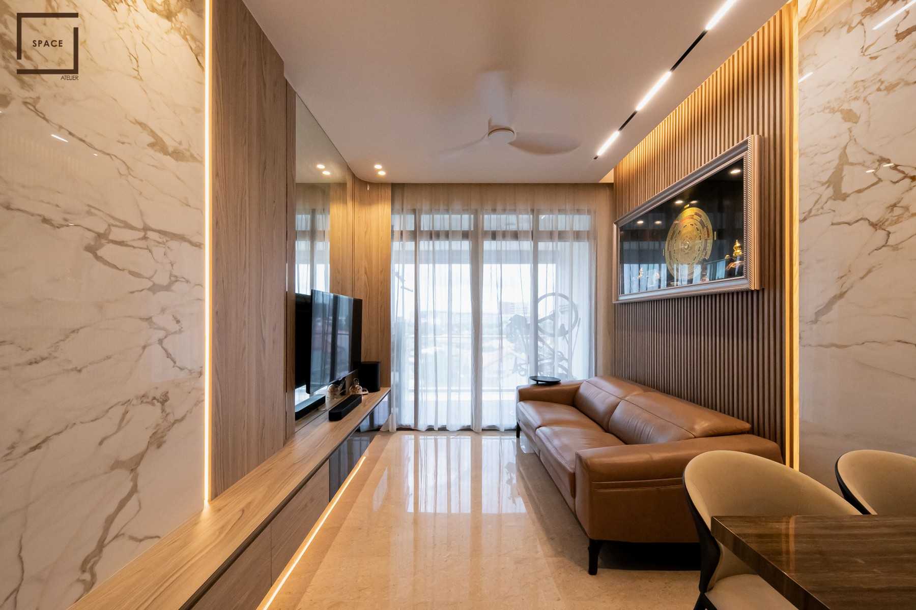 Modern Living Room with TV Console and Feature Wall