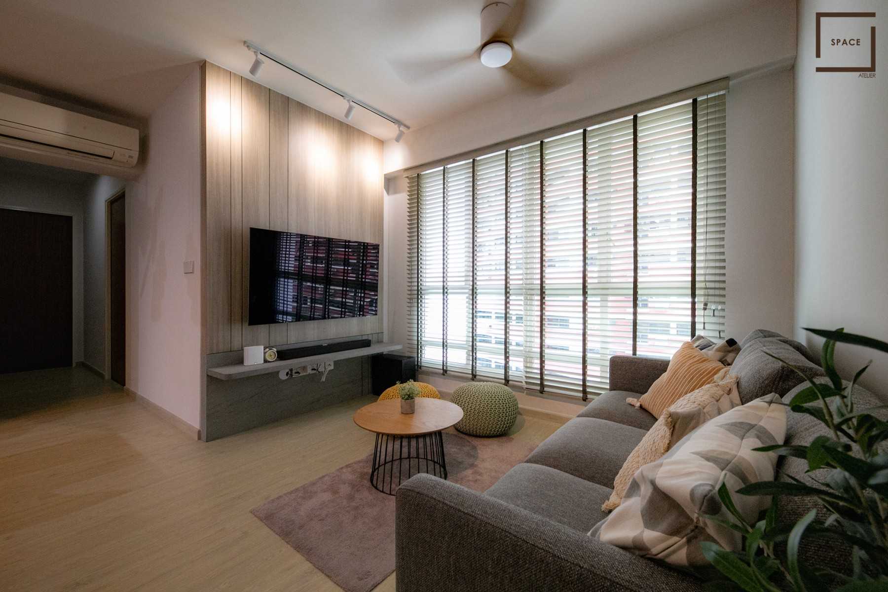 Modern Living Room with TV Console and Carpet