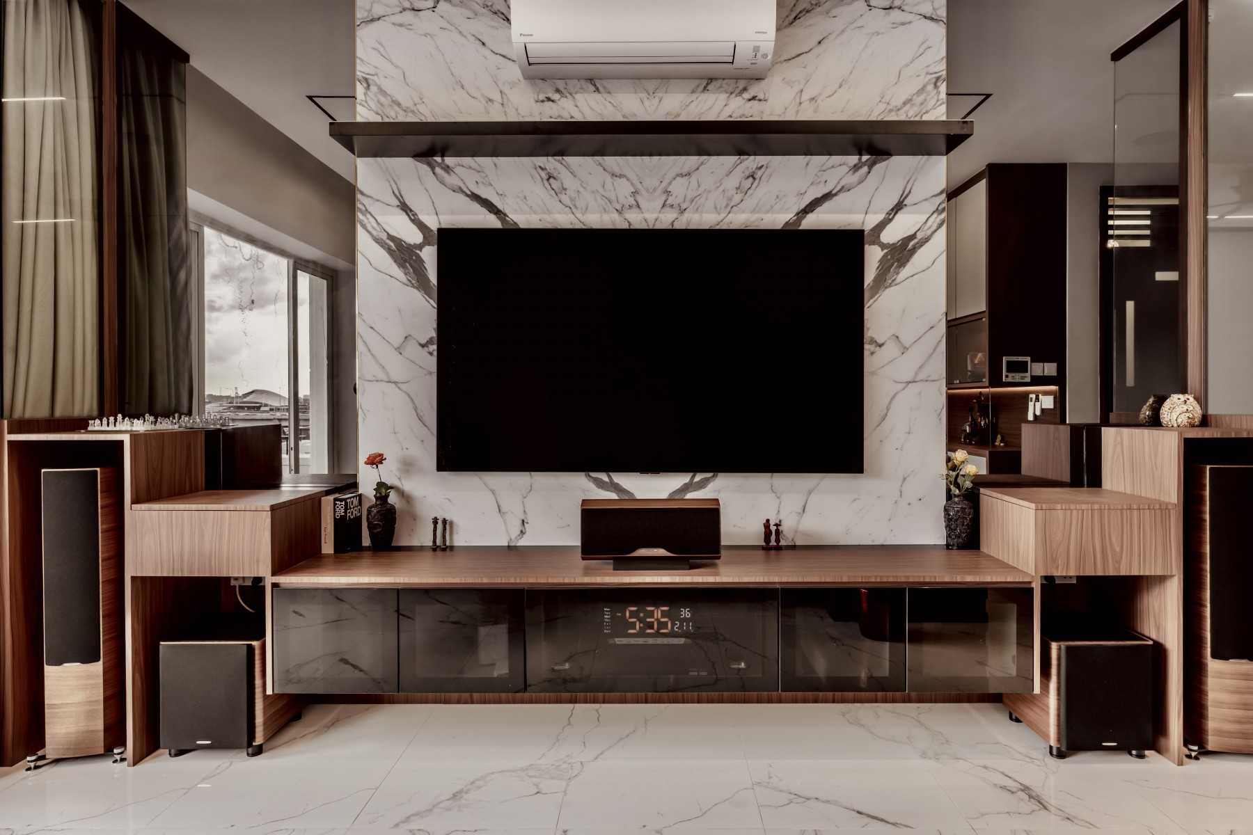 Modern Living Room with TV Console and Feature Wall