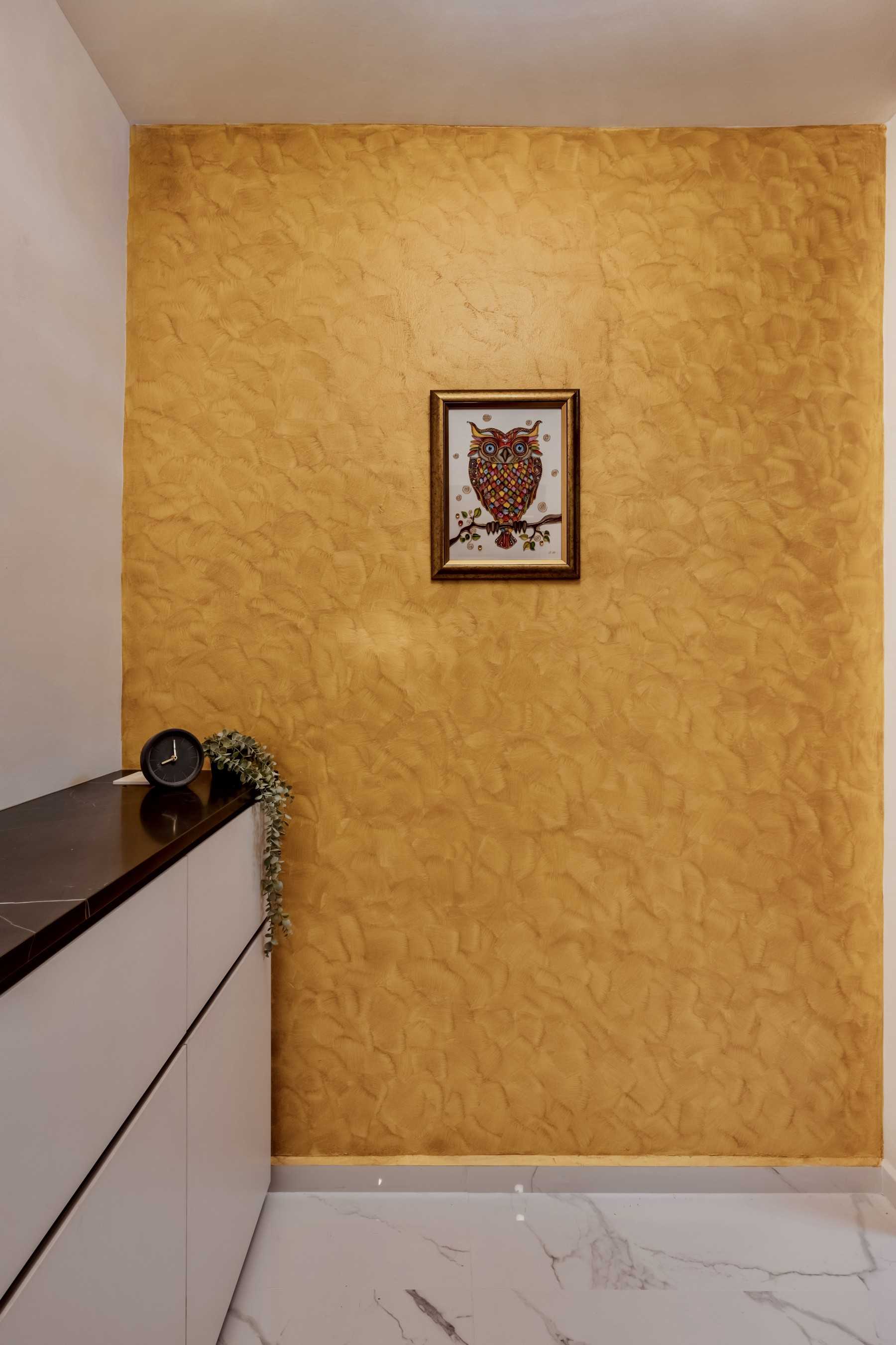 Modern Entryway with Feature Wall and Shoe Cabinets