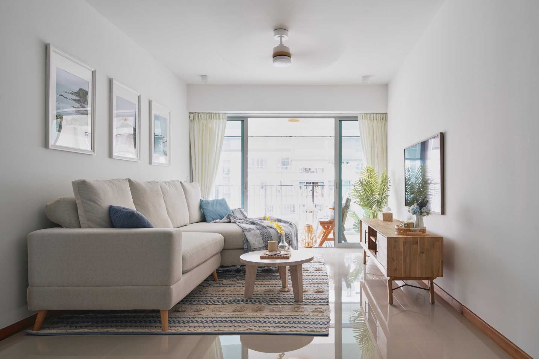 Scandinavian Living Room with TV Console and Wood TV Console