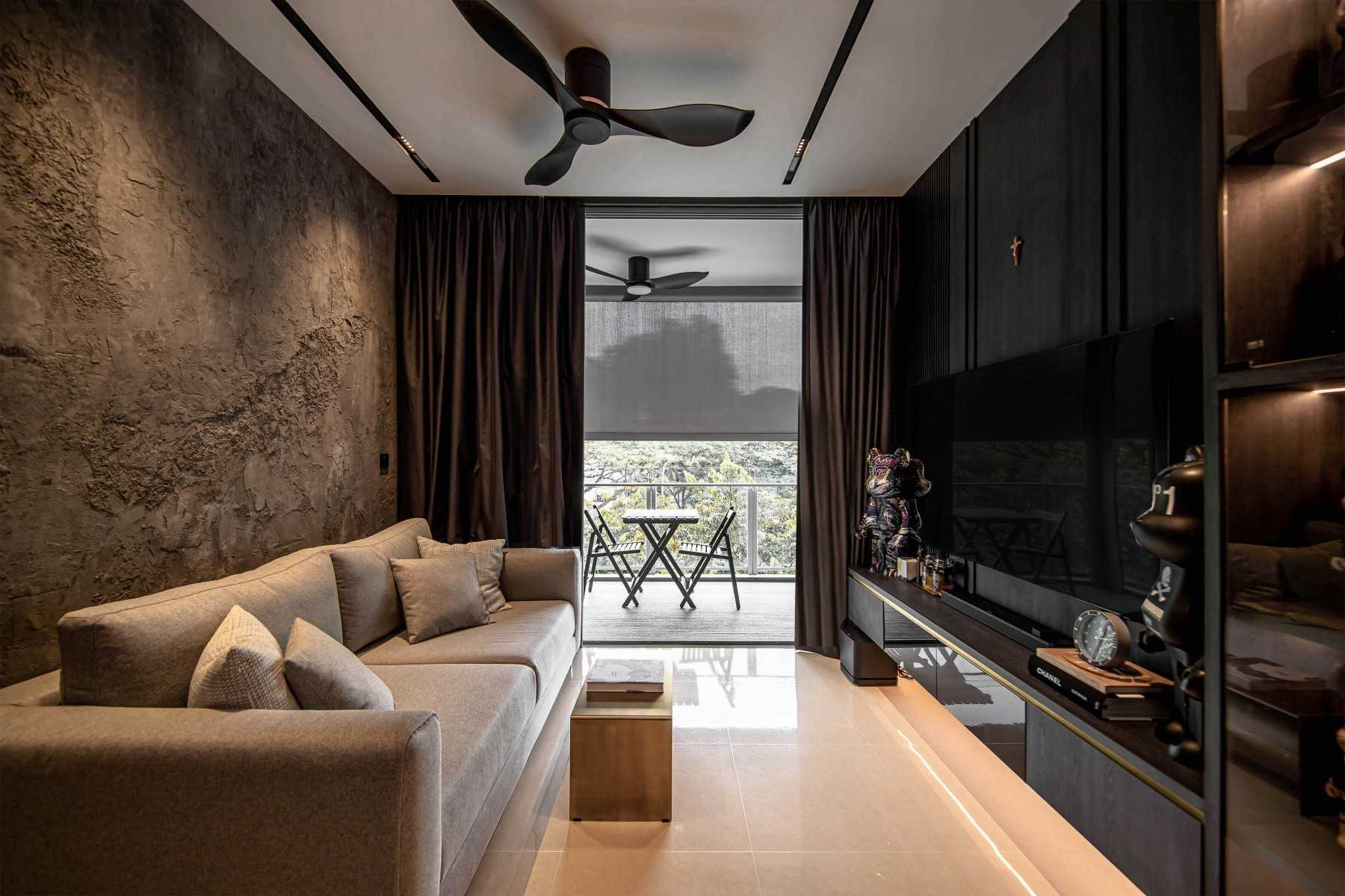 Contemporary Living Room with Feature Wall and Sofa