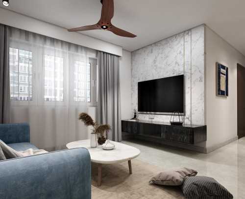 Minimalist Living Room at 994C BUANGKOK LINK