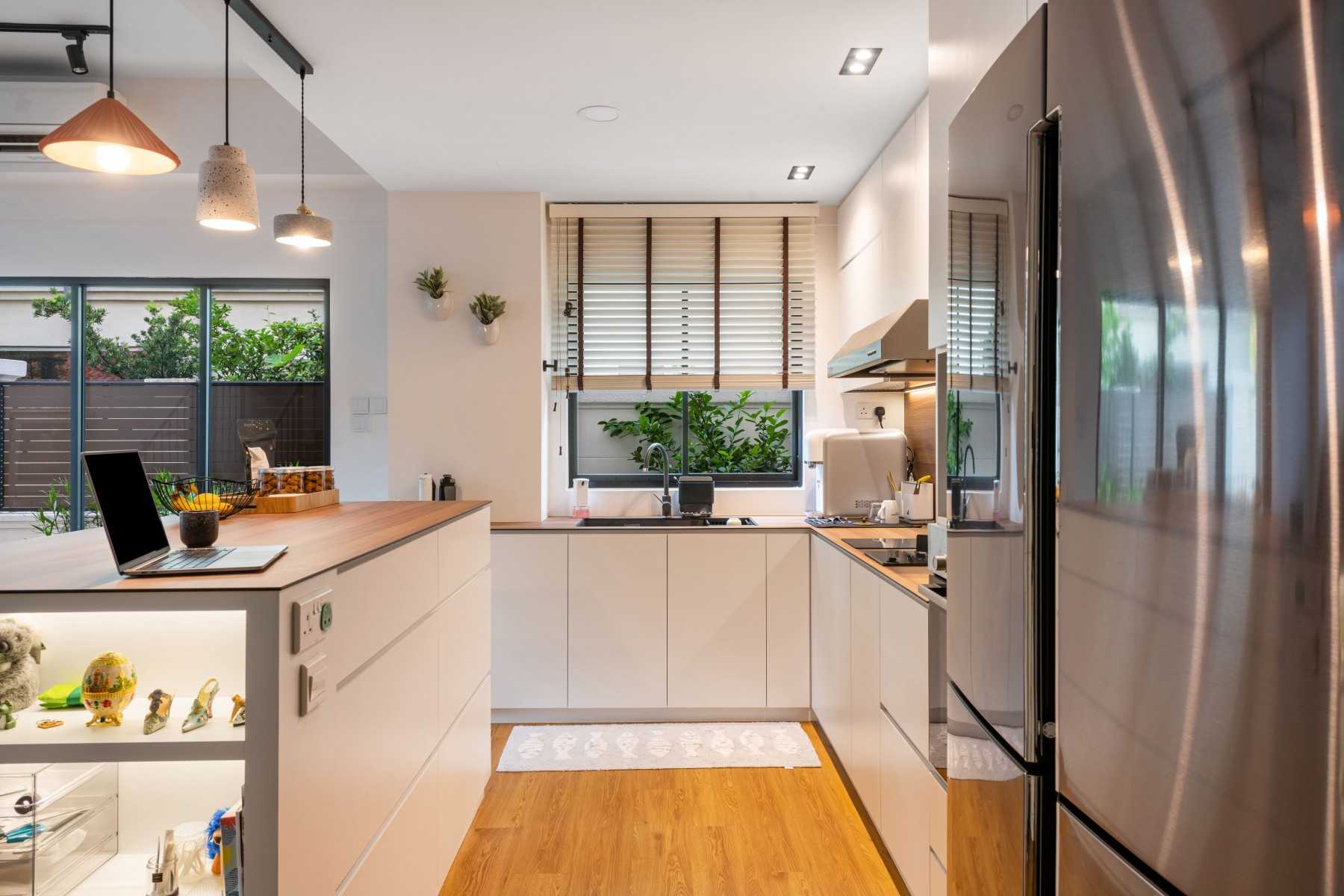 Scandinavian Kitchen with Kitchen Window and Window Grille