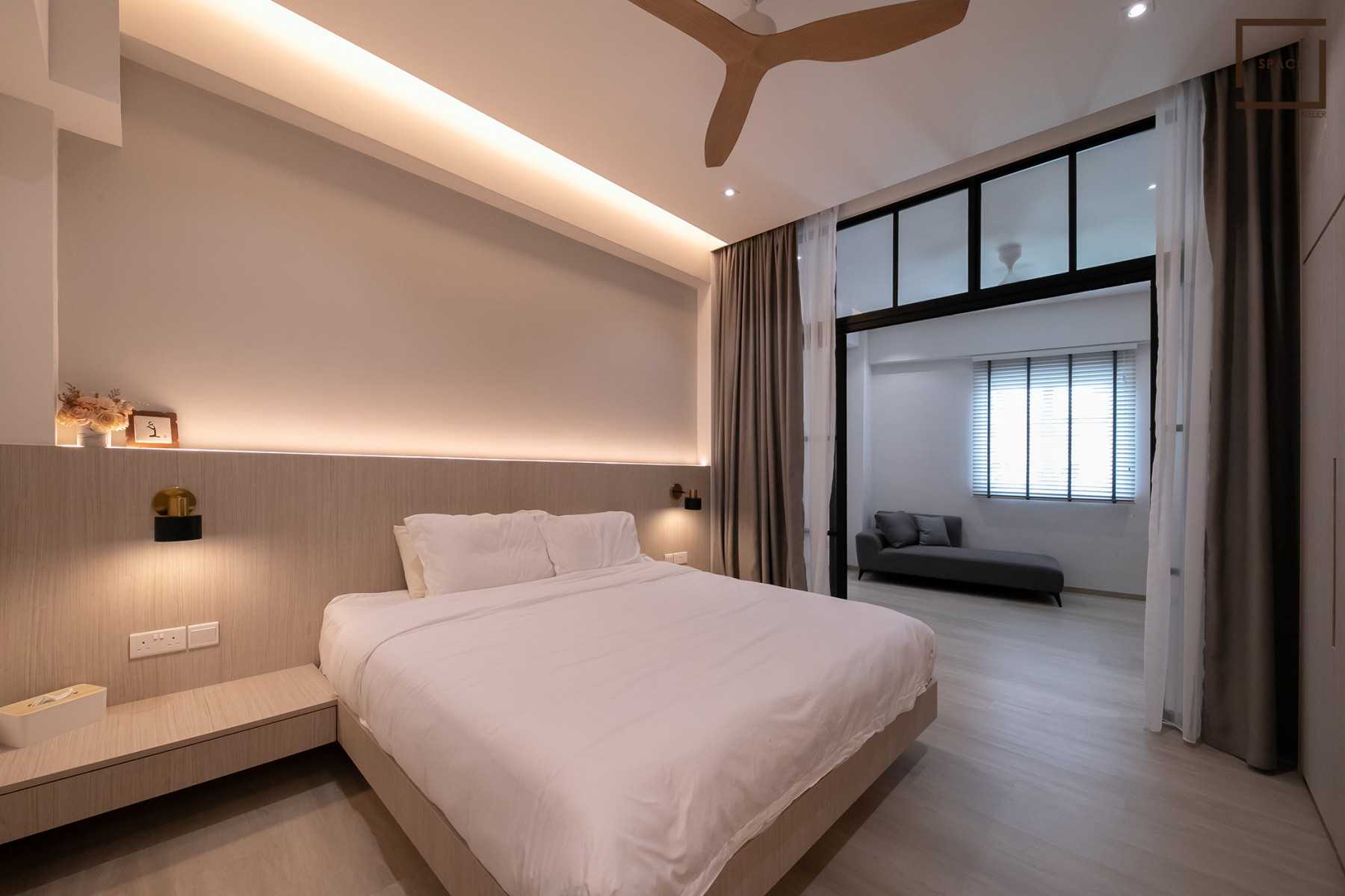 Minimalist Bedroom with Ceiling Light and Wardrobe