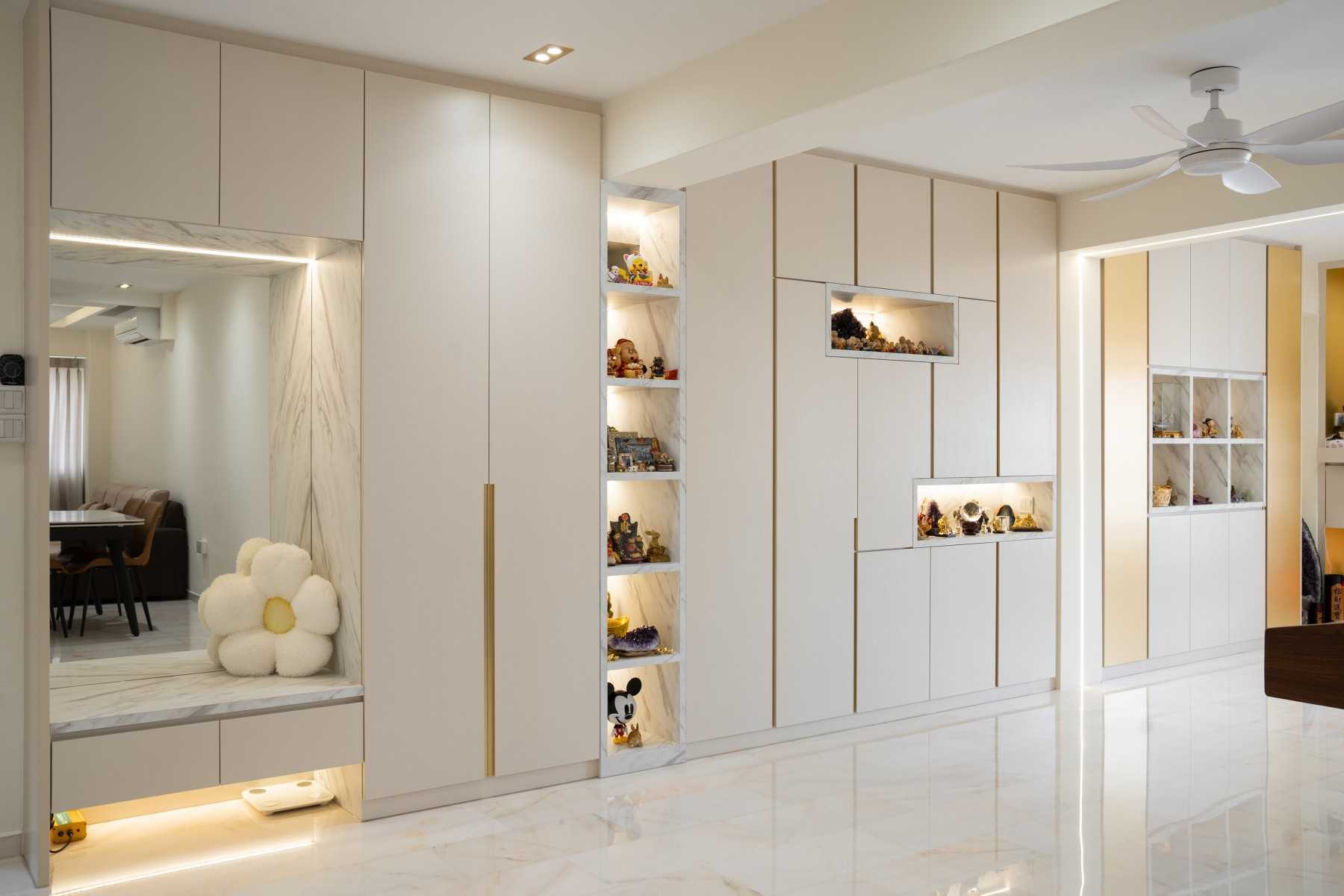 Contemporary Living Room with Vinyl Flooring and TV Console