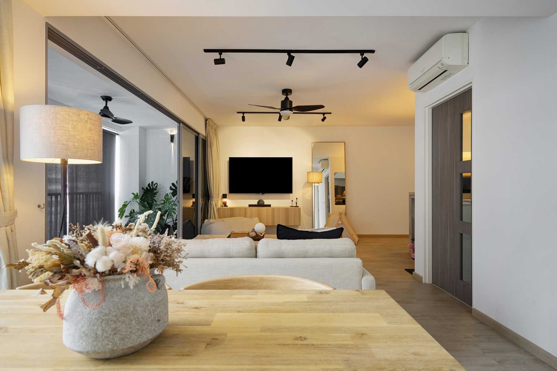 Contemporary Living Room with TV Console and Sofa