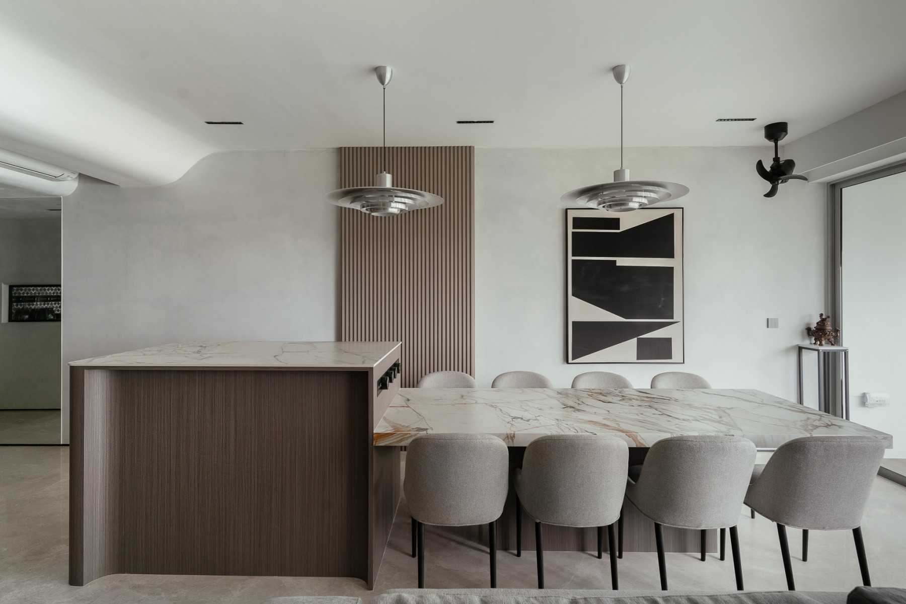 Modern Dining Room with Ceiling Light and Dining Table