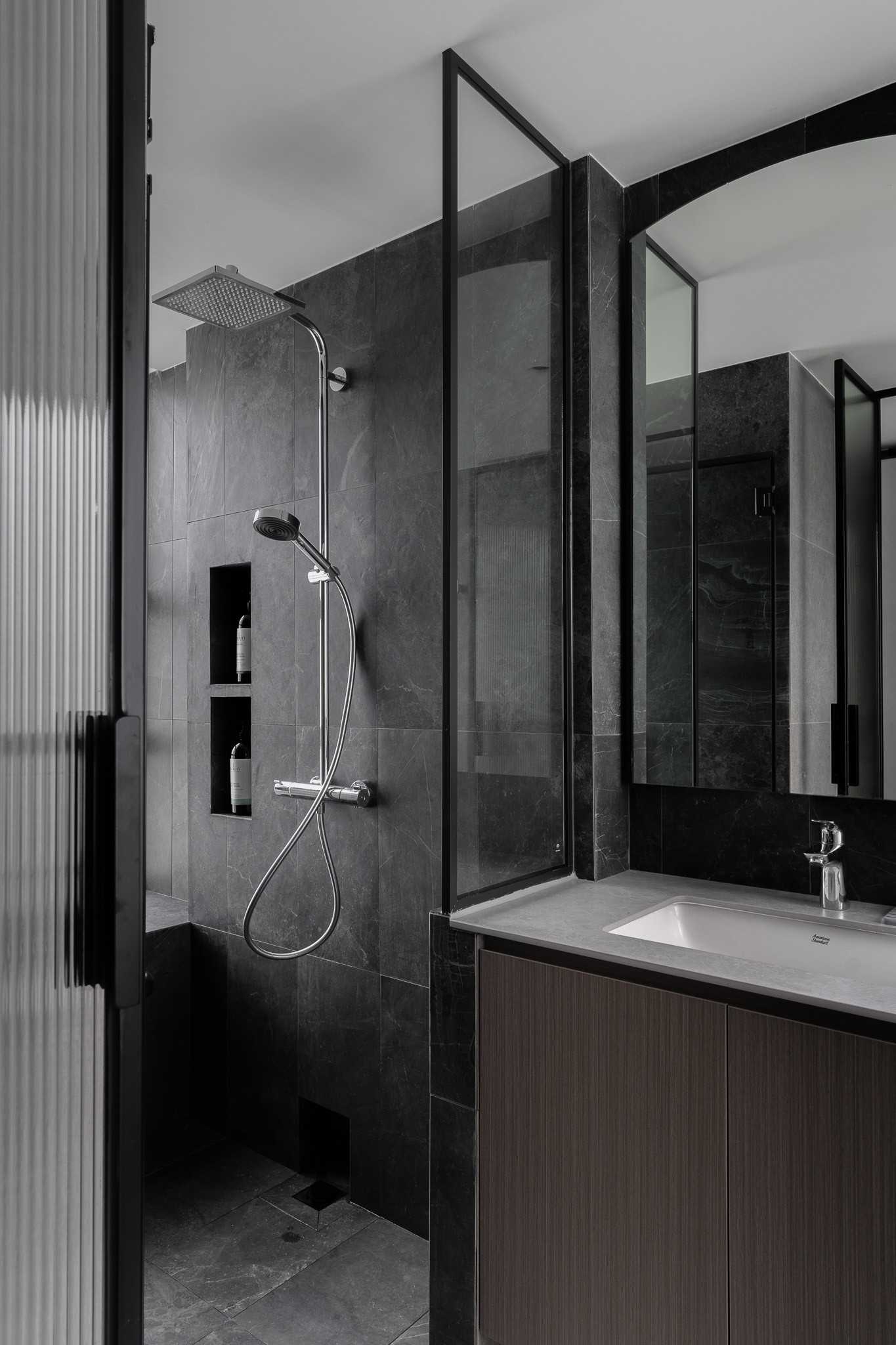 Modern Bathroom with Shower Screen and Showers