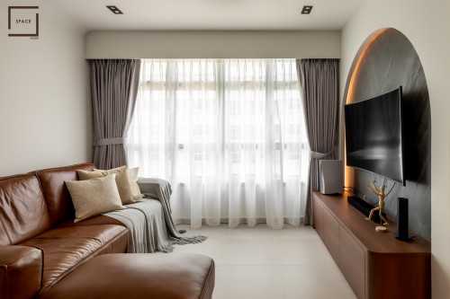 Contemporary Living Room at 4 Room BTO @ Ubi Road