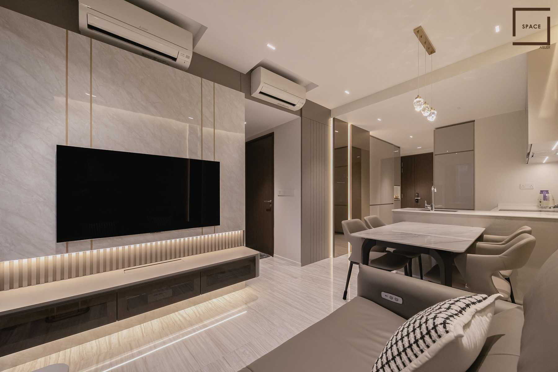Modern Living Room with TV Console and Feature Wall