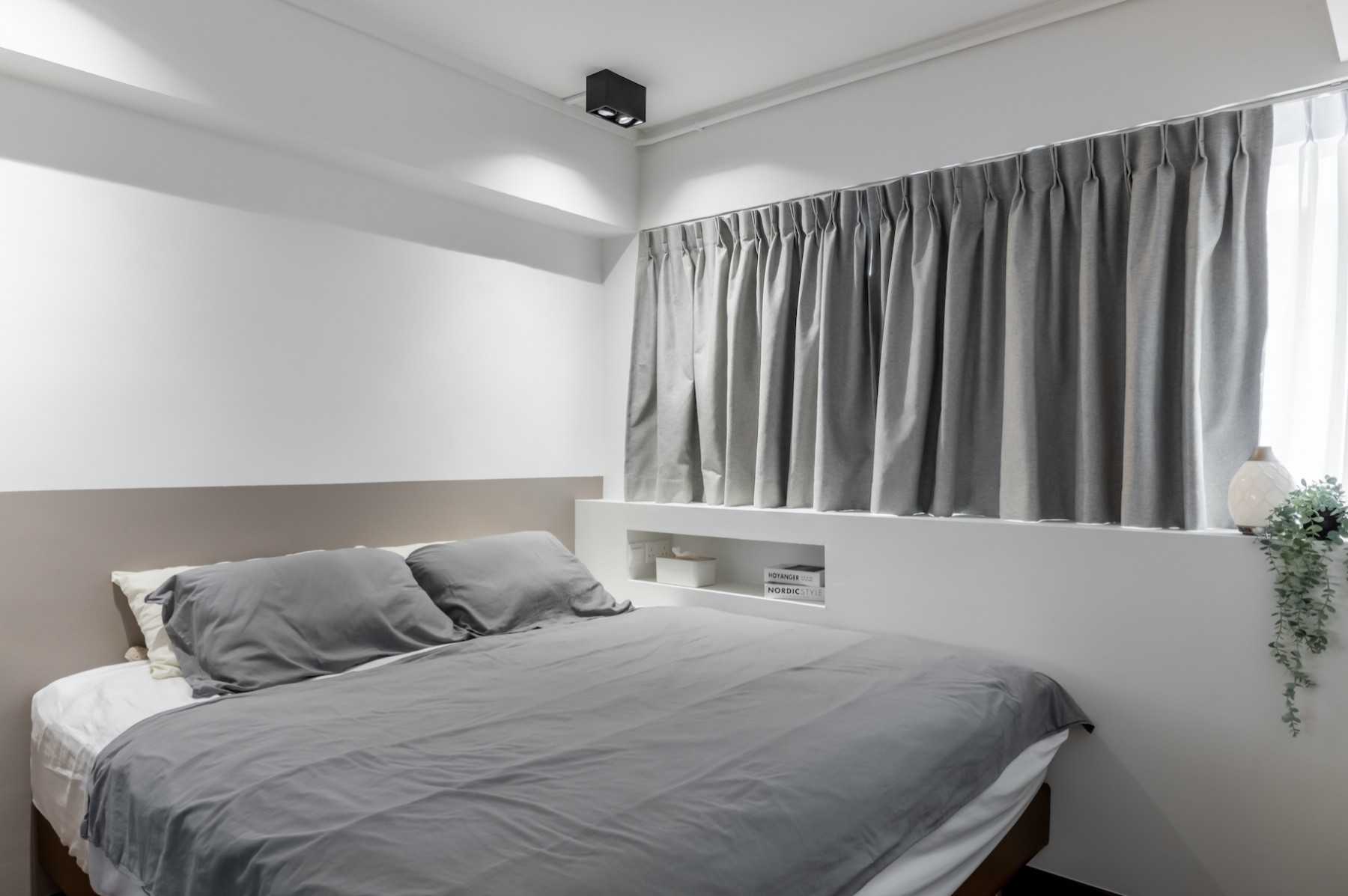Scandinavian Bedroom with Platform Bed and Queen Bed