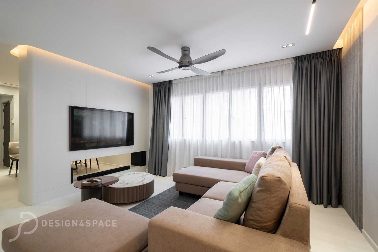 Modern Living Room with Wood Flooring and TV Console