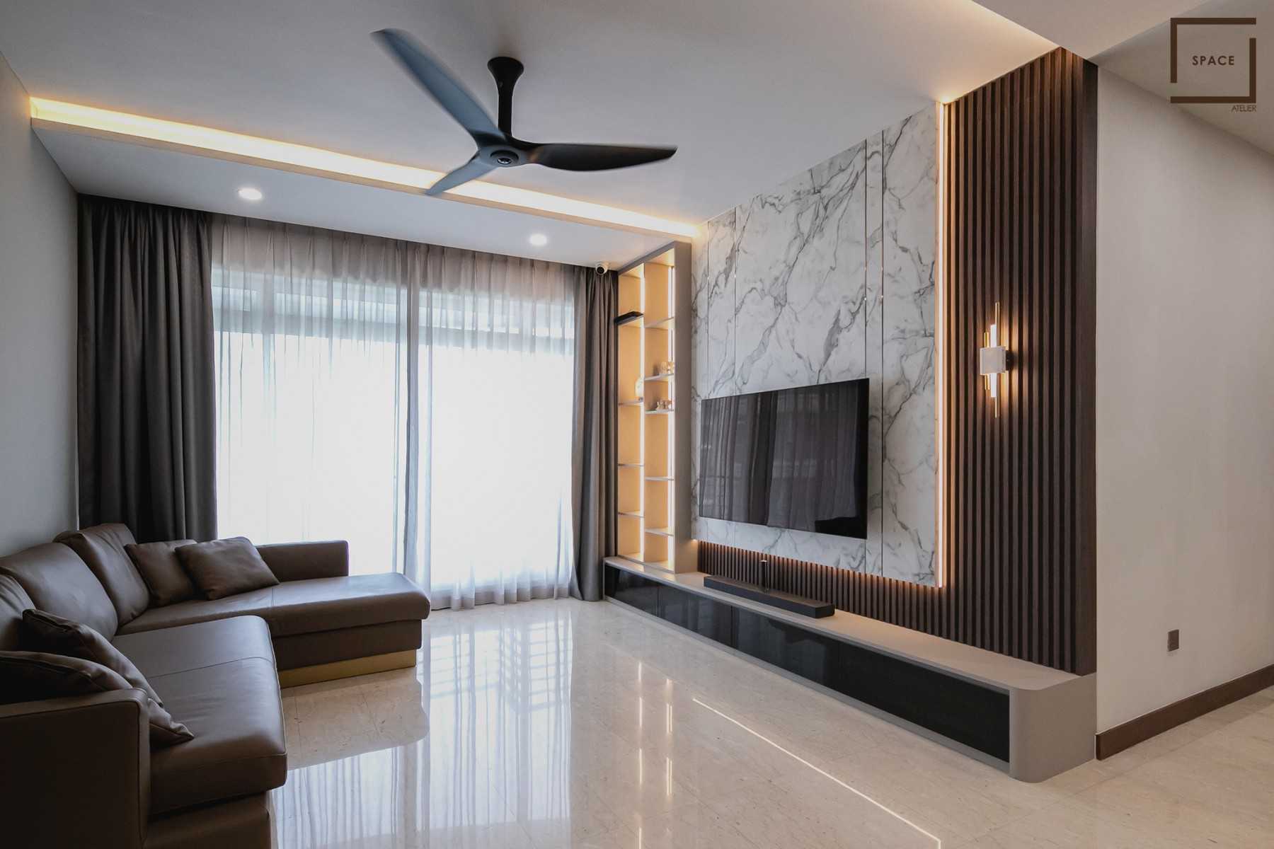 Contemporary Living Room with TV Console and Sofa