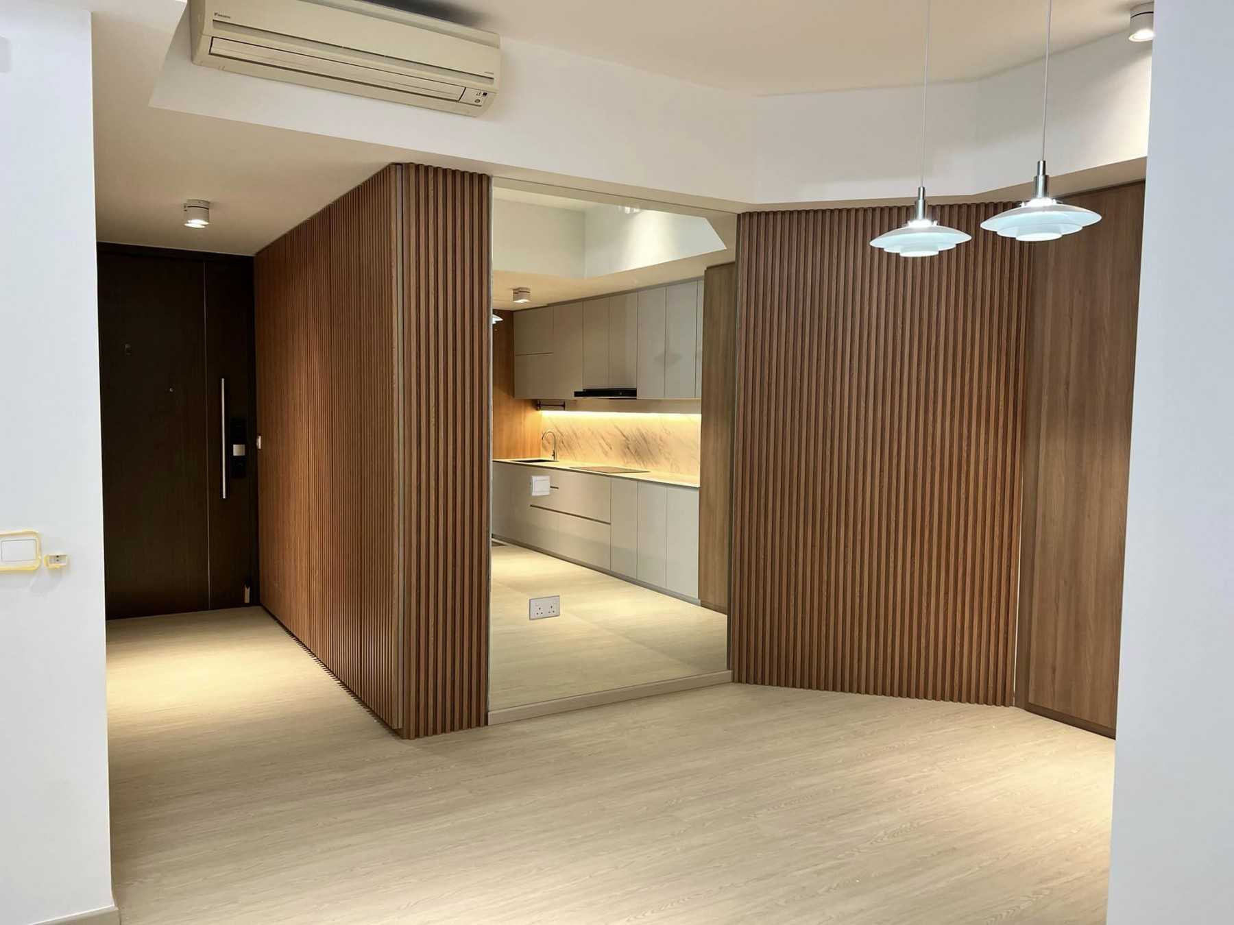 Scandinavian Dining Room with Drop Light and Cove Lighting