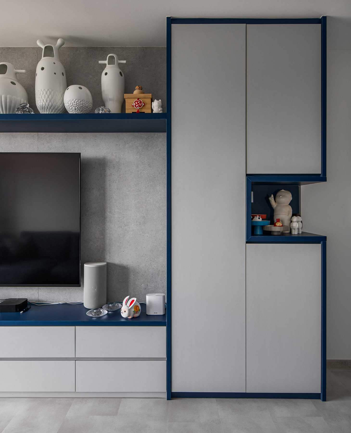 Scandinavian Living Room with TV Console and Display Cabinets