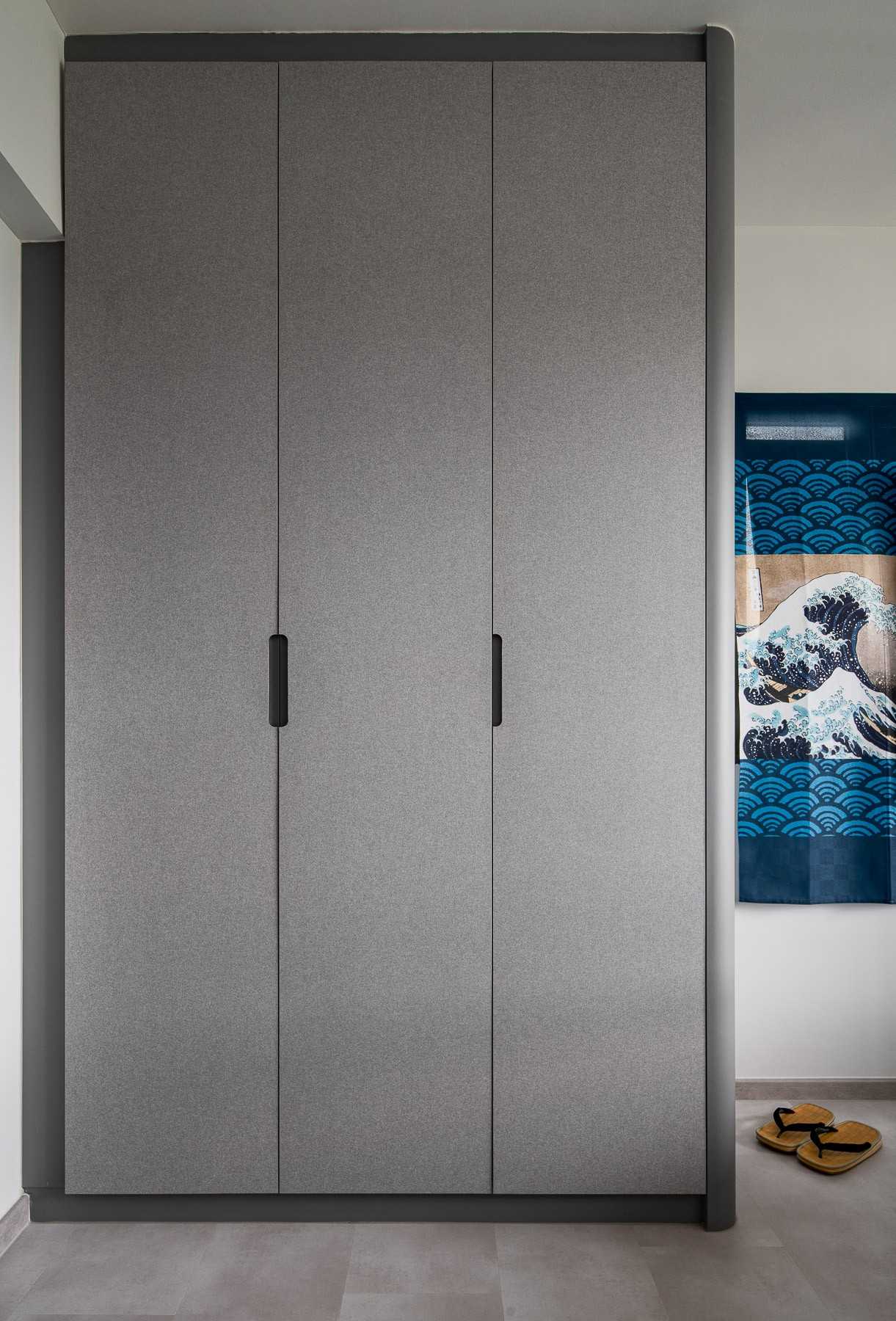 Scandinavian Bedroom with Vinyl Flooring and Wardrobe