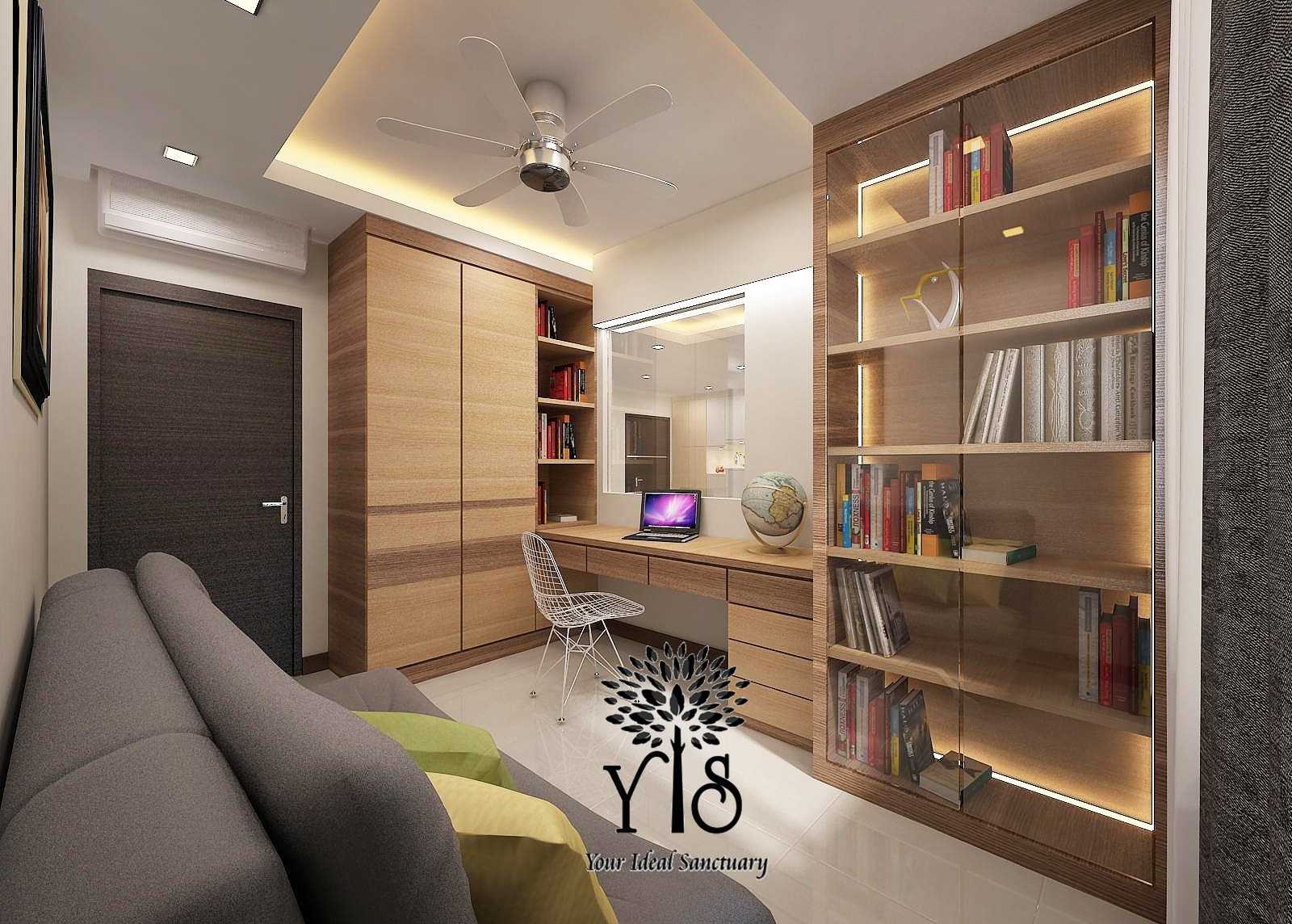 Scandinavian Study with Bookshelf and Cove Lighting