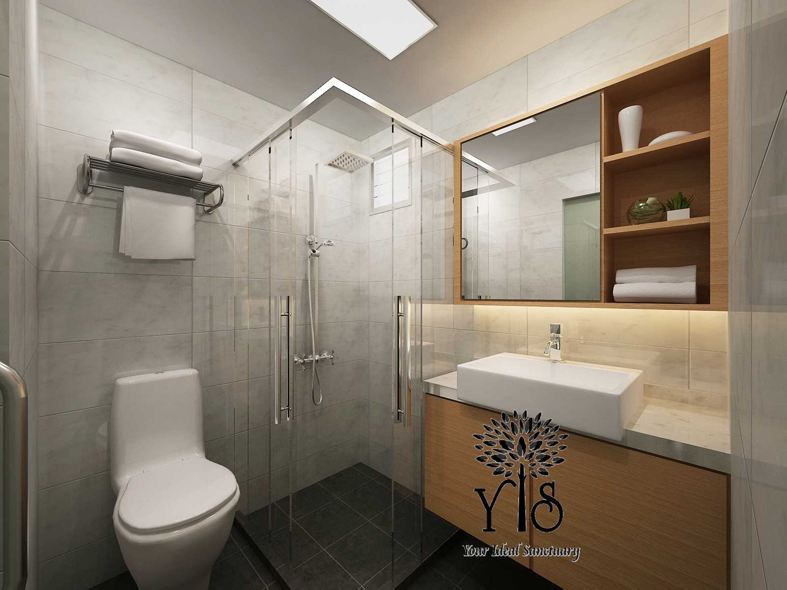 Scandinavian Bathroom with Homogeneous Tiles and Mirror